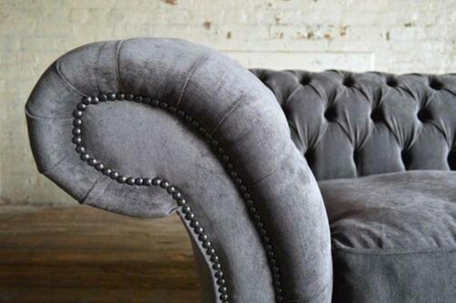 Polstermöbel Grauer Luxus Chesterfield Made Couch Chesterfield-Sofa Neu, JVmoebel in Dreisitzer Europe Design