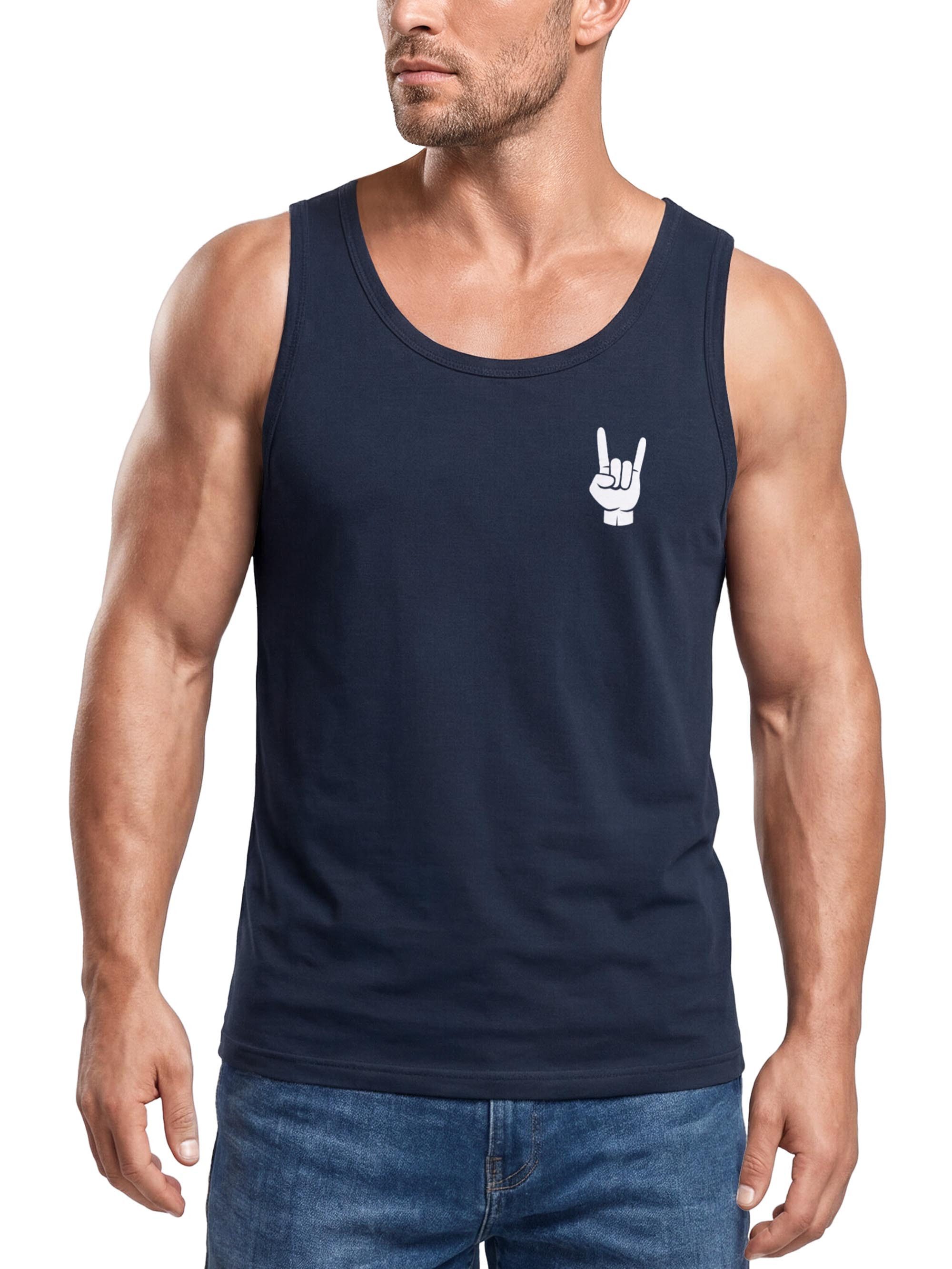 Neverless Tanktop Tanktop Herren mit Grafik-Print - Design Metal- Trägershirt Baumwolle mit Print
