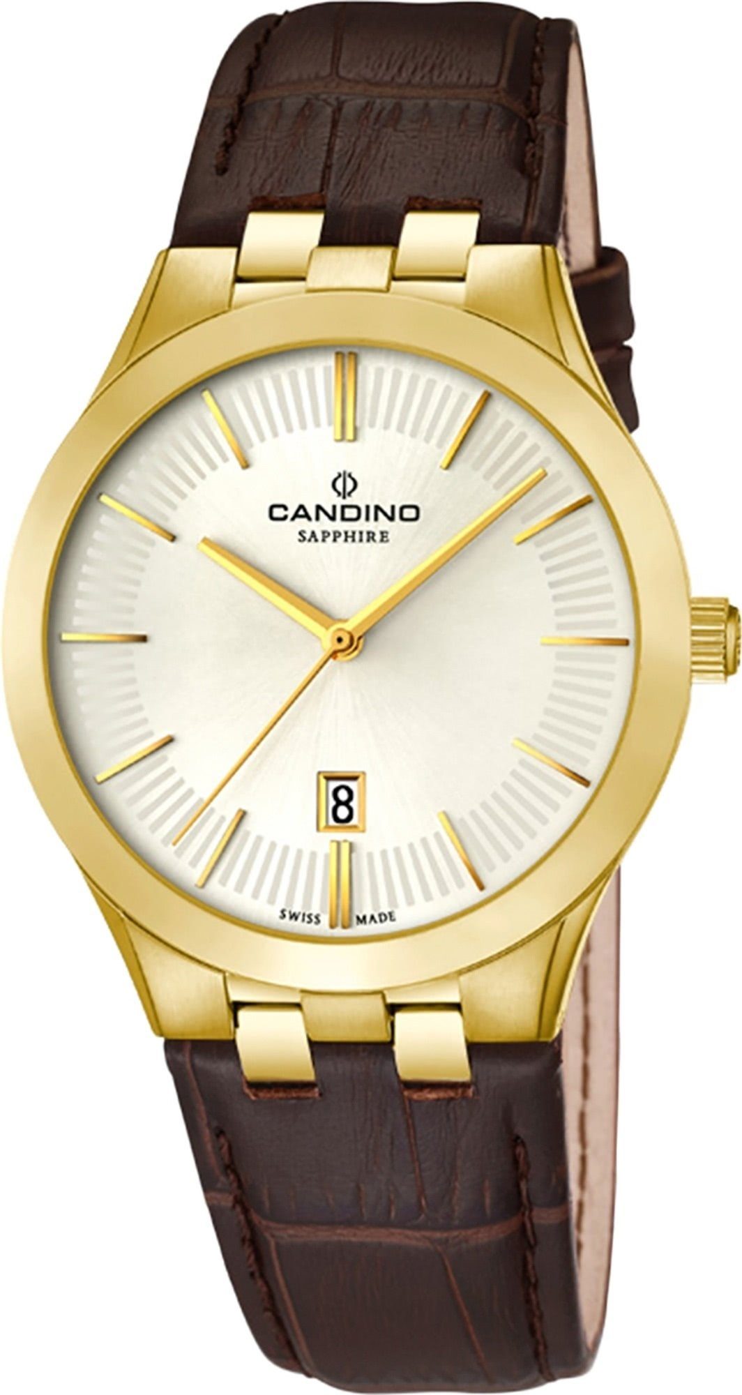 Candino Quarzuhr Candino Luxus Damen Lederarmband Analog C4546/1, Damen braun, rund, Quarzwerkuhr Armbanduhr