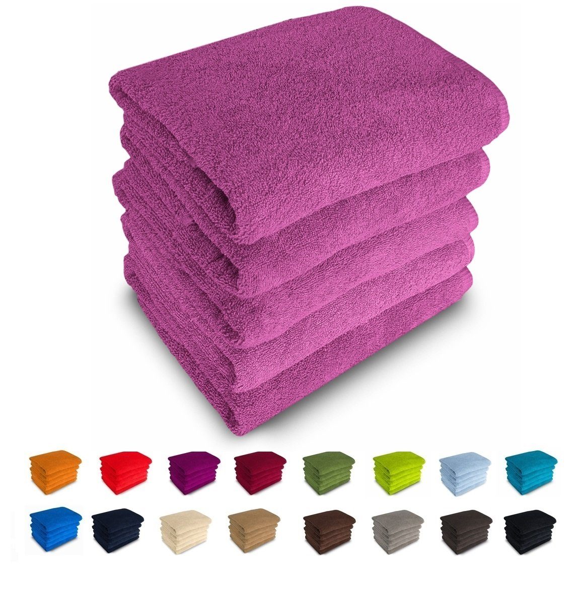 MatratzenL.A.B® Duschtücher 70x140 cm Rimini 500 g/m², 100% Baumwolle, Badetücher, Frotee, 23 Farben, mit Aufhänger, einzeln verpackt fuchsia - 18