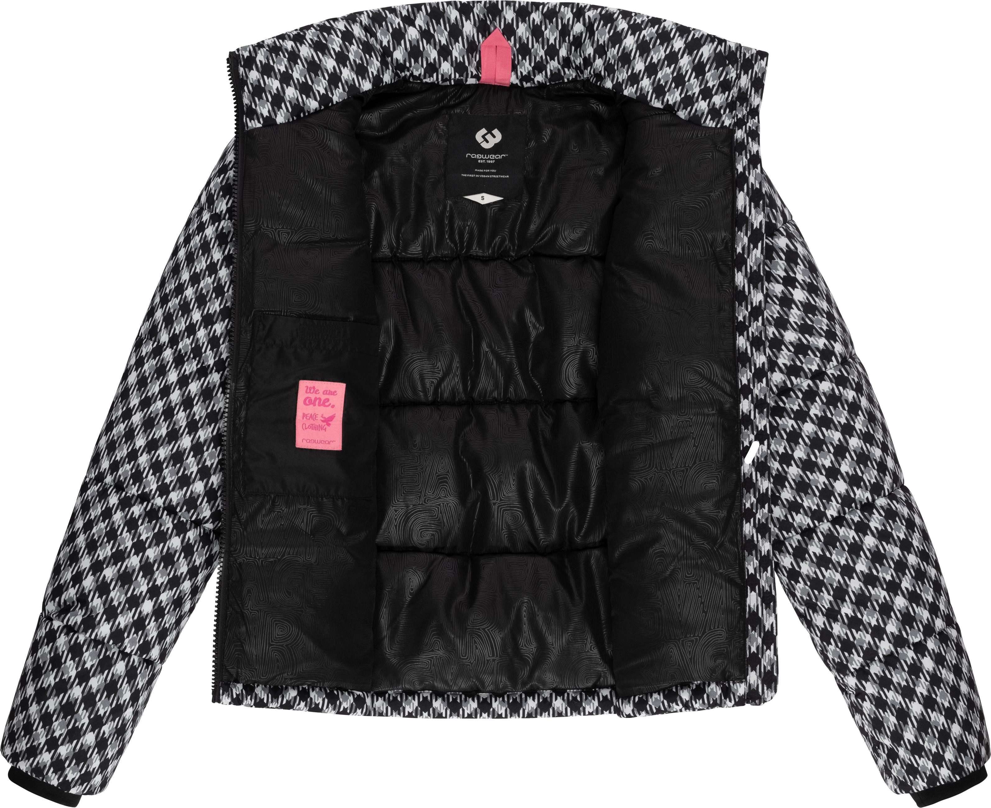 Ragwear Winterjacke Serah Print wasserdichte Winter Steppjacke mit Hahnentritt Muster