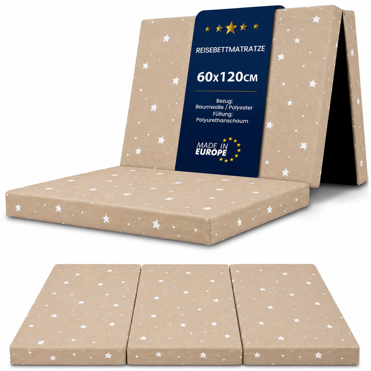 Babymatratze Klappmatratze Faltbare Reisebett Baby Matratze 60x120 cm, Totsy Baby