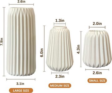 HIBNOPN Dekovase Weiße Keramikvase 3er Set - Moderne minimalistische böhmische Vase (3 St)