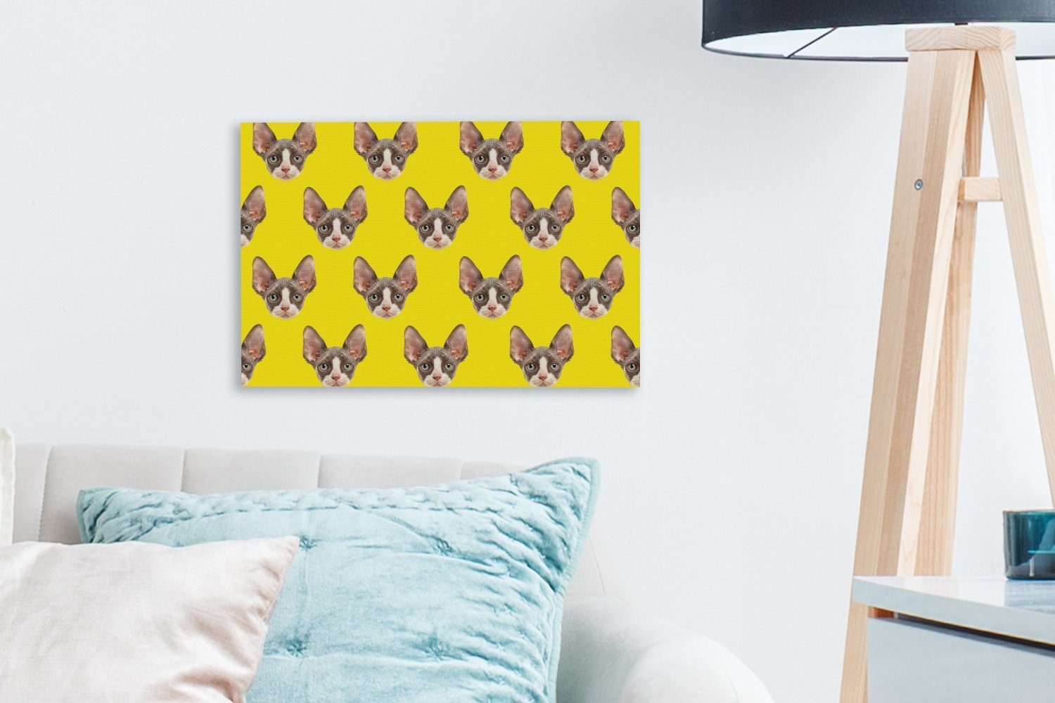 Muster (1 Haustiere - Wandbild St), Leinwandbilder, Leinwandbild Aufhängefertig, OneMillionCanvasses® Gelb, - 30x20 cm Wanddeko,
