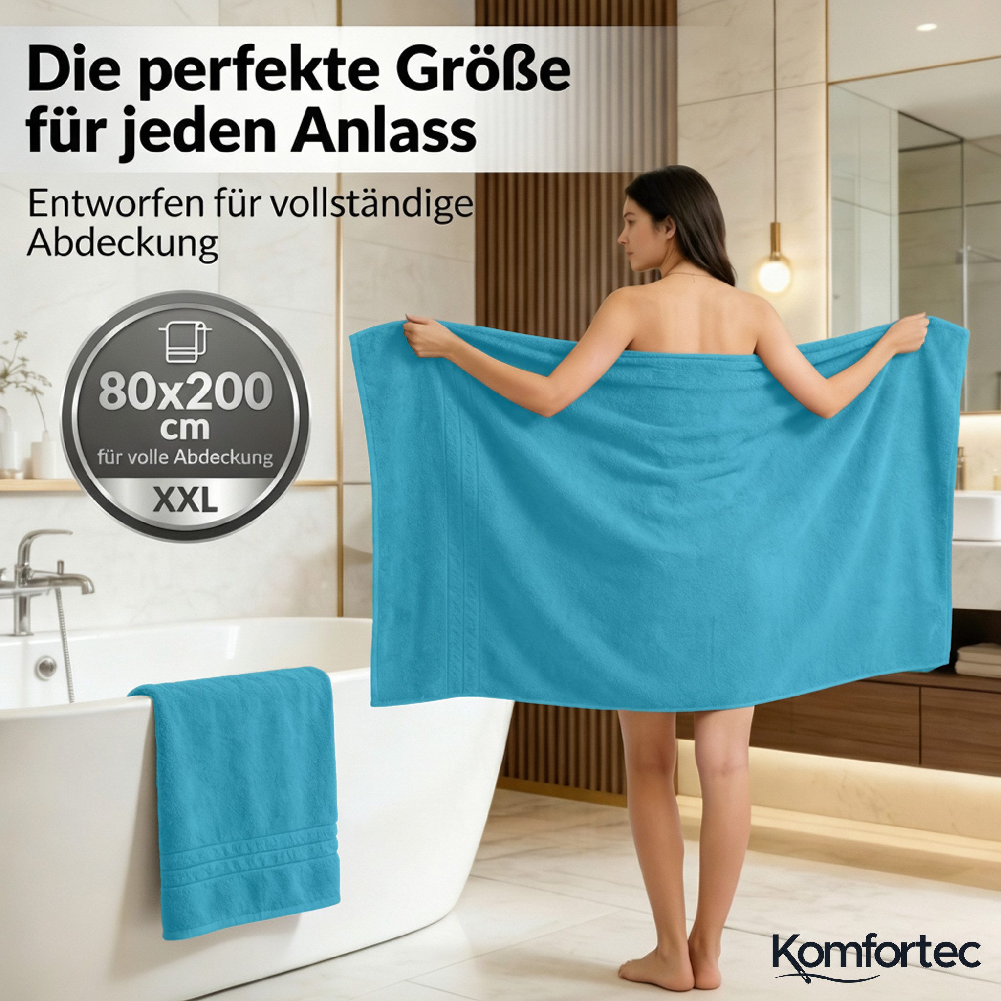 Komfortec Saunatuch Frotte aus 100% Baumwolle, Frottee (Packung, 2-St), 80x günstig online kaufen