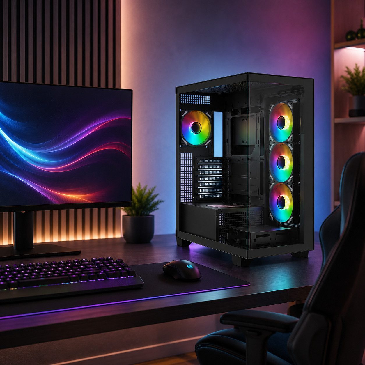 Sharkoon PC-Gehäuse ELITE SHARK CA500 ATX Gaming PC Gehäuse Midi Computer Tower, Gaming Gehäuse Computergehäuse Micro PC Computer Gaming Tower