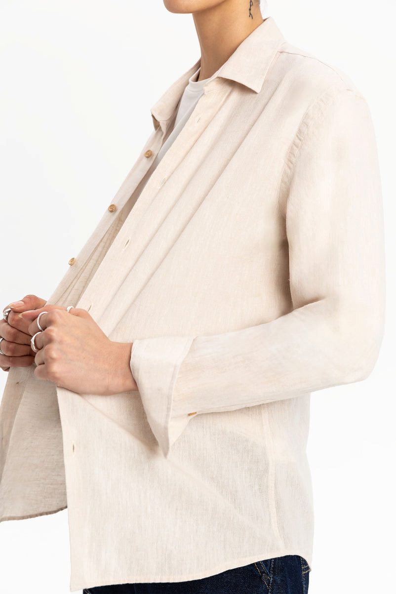 UNIQVIBE Businesshemd %100 Keten Kadın Gömlek