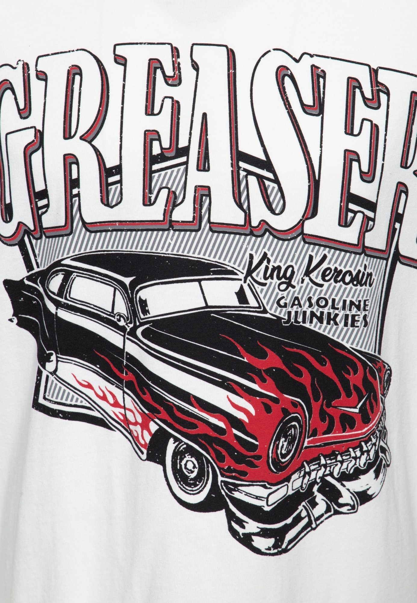 KingKerosin T-Shirt Gasoline junkies mit Vintage-Print offwhite coolem