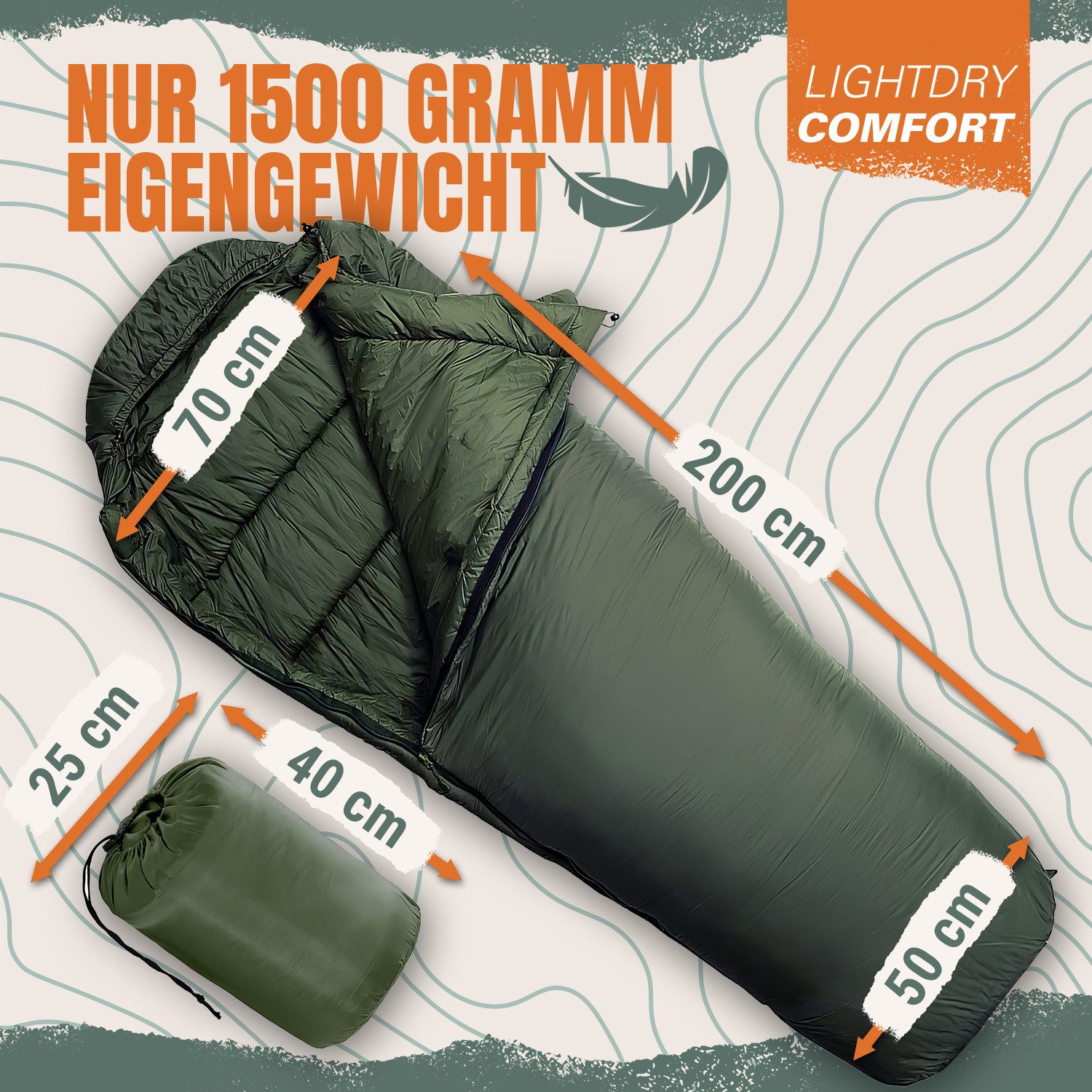 Goods+Gadgets Schlafsack Thermo-Mumienschlafsack 3-Jahreszeiten–Kompakt, Atmungsaktiv, Outdoor (3-fach Isolierung), 3-Jahreszeiten Mumien Schlafsack – Bild 4 von 5