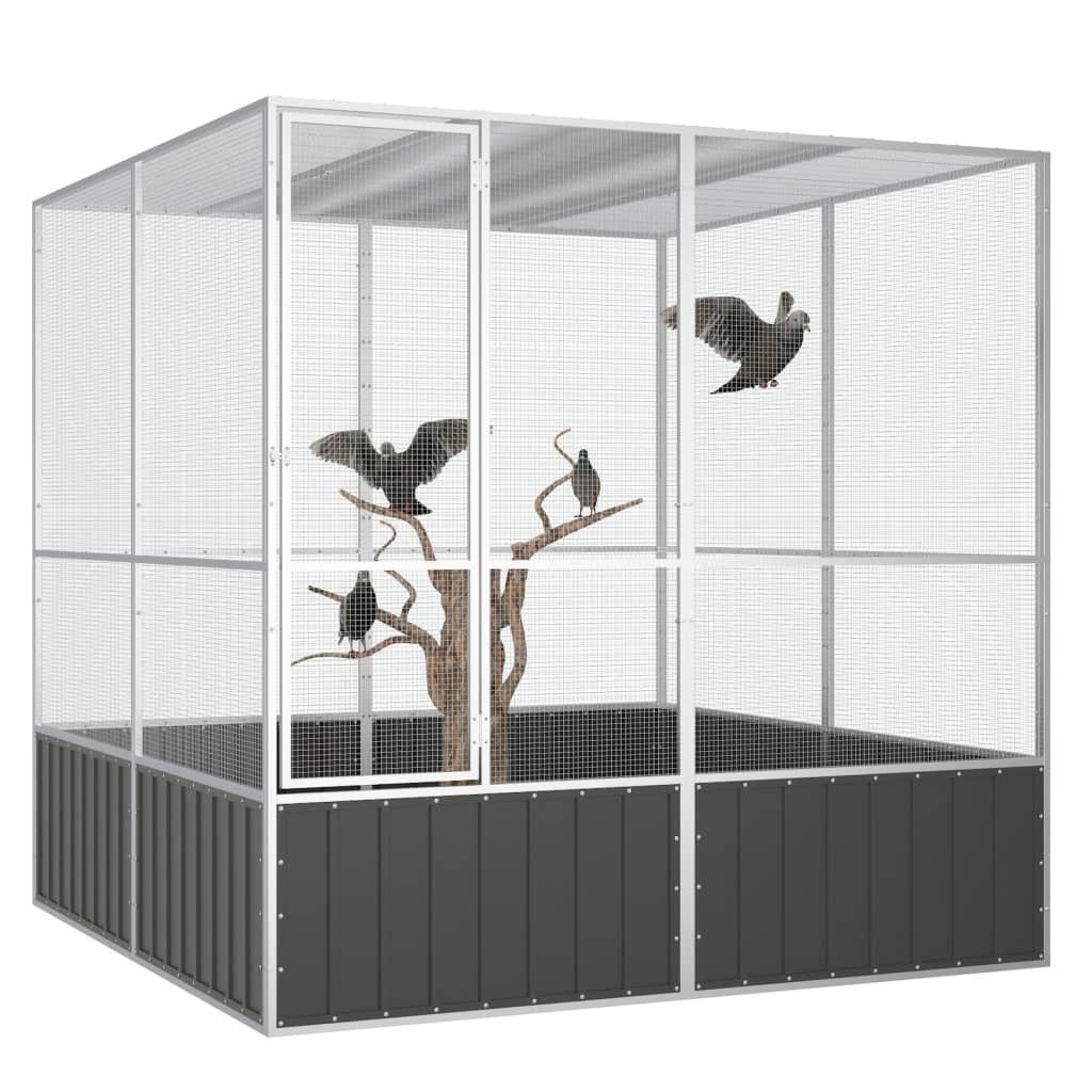 vidaXL Voliere 2135 x 2175 x 2115 cm Voliere Vogelkäfig Anthrazit 213,5x217,5x211,5 c