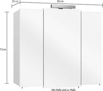 Saphir Badmöbel-Set Quickset 312 5-teilig, Keramik-Waschtisch und LED-Spiegelschrank, (Set, 5-St), inkl. Türdämpfer, Hochschrank, 2 Unterschränke, 6 Türen, 3 Schubladen