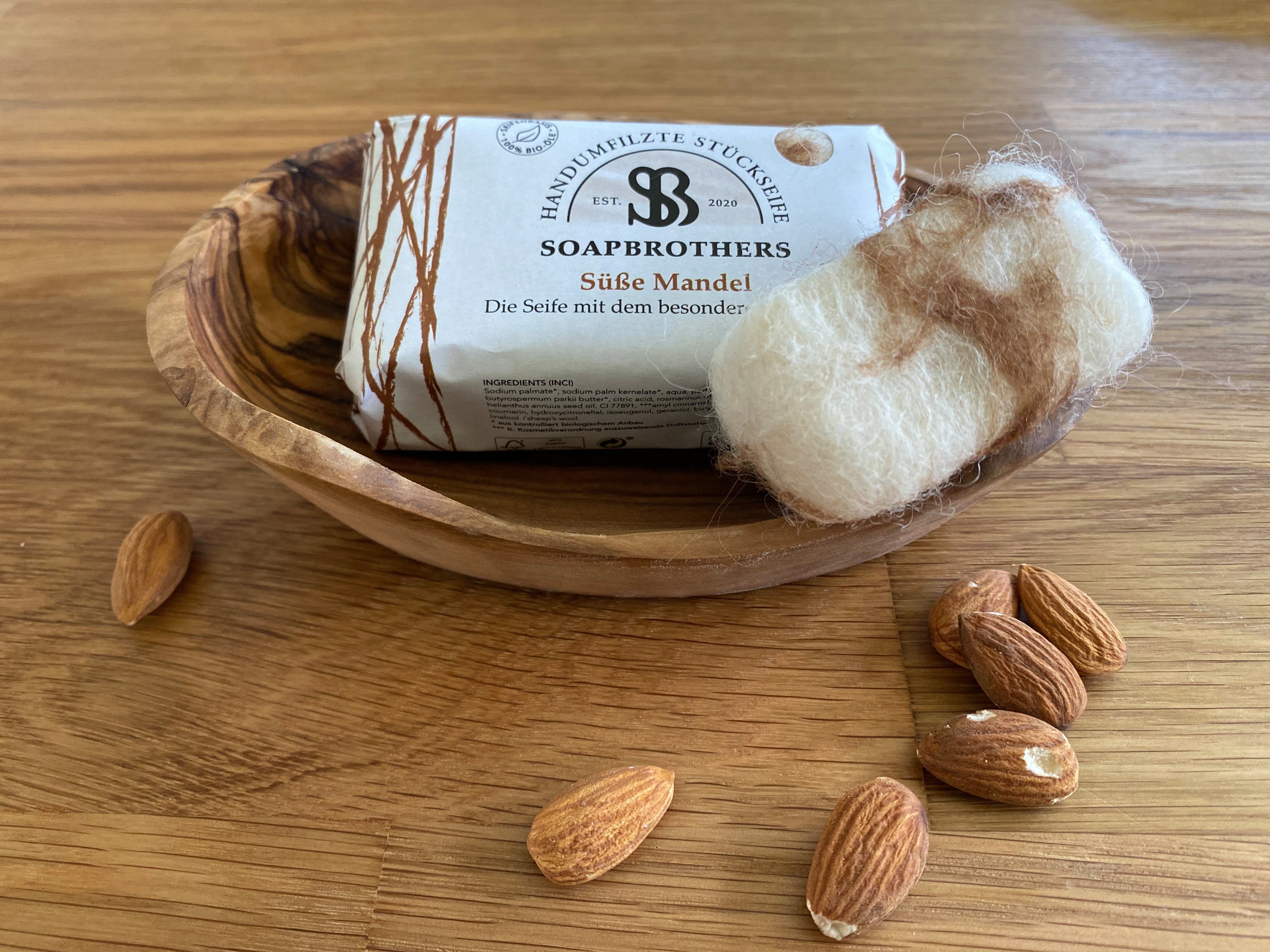 Soapbrothers Handseife Naturkosmetik, Bio-Seife, Handseife in 8 Duftsorten mit Peeling-Effekt, 1-tlg., Filzseife, Naturkosmetik