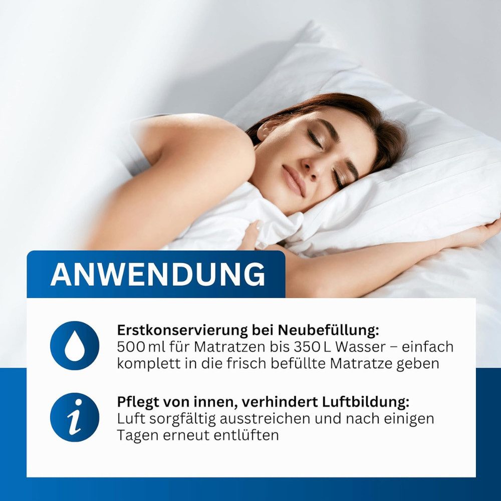 klarfix Wasserbetten-Conditioner für Erstbefüllung Hygienespüler (Spar-Set, [1-St. Hochwirksam gegen Bakterien, Algen & Pilze Extra starker Schutz für Wassermatratzen I Wasserbett-Pflege)