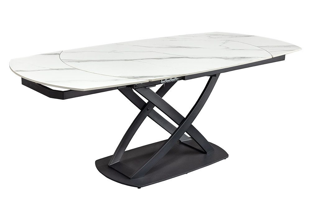 riess-ambiente Esstisch INCEPTION 130-190cm anthrazit – oval, Keramik, Marmor-Design, Metall (Einzelartikel, 1-St), ausziehbare Platte für 6–8 Personen – ideal für Esszimmer oder Küche