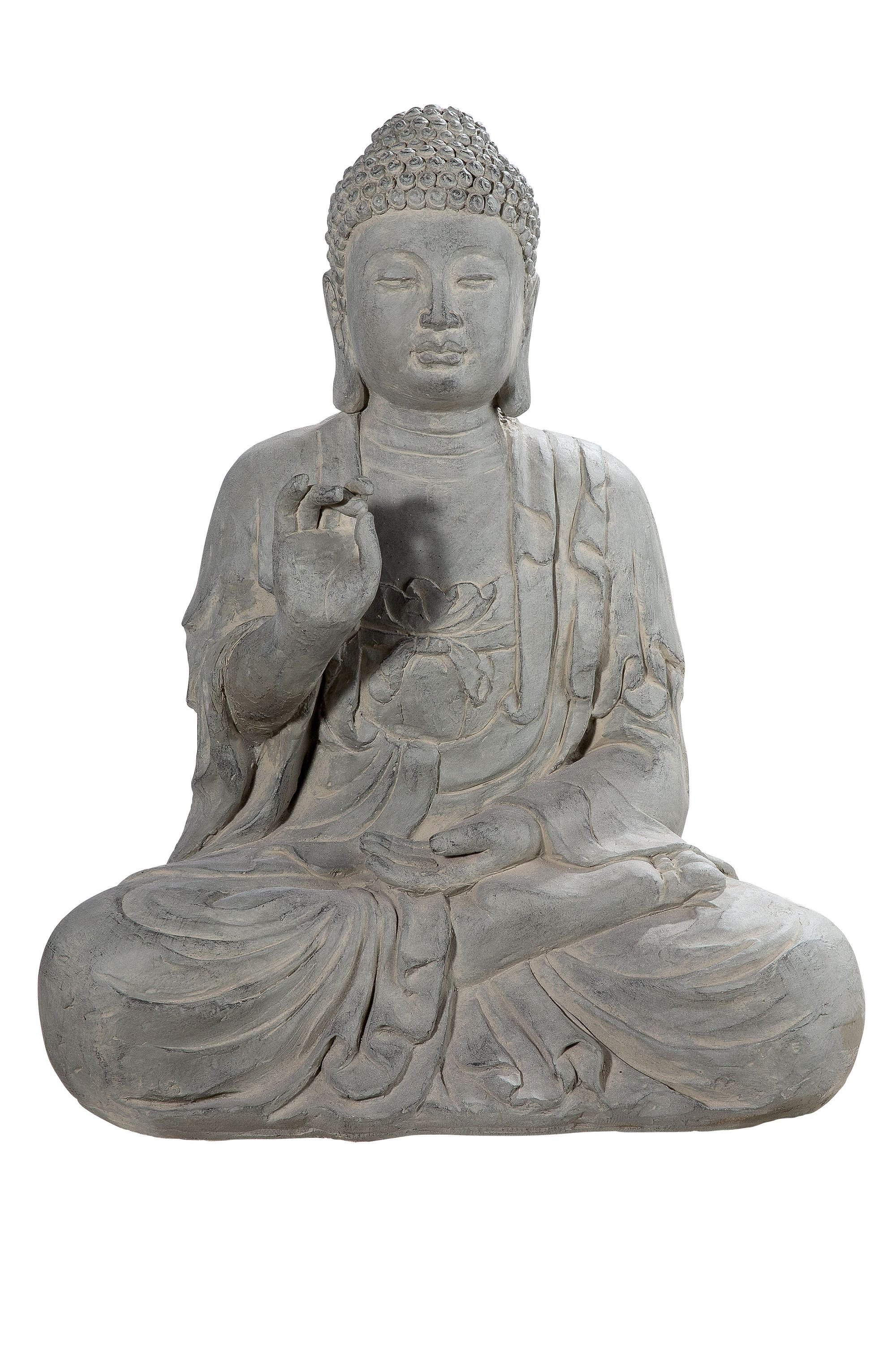 GILDE Dekofigur GILDE Skulptur Buddha Lotus - grau - H. 60,5cm x B. 52cm,  Kategorie: Figuren, Skulpturen & Statuen