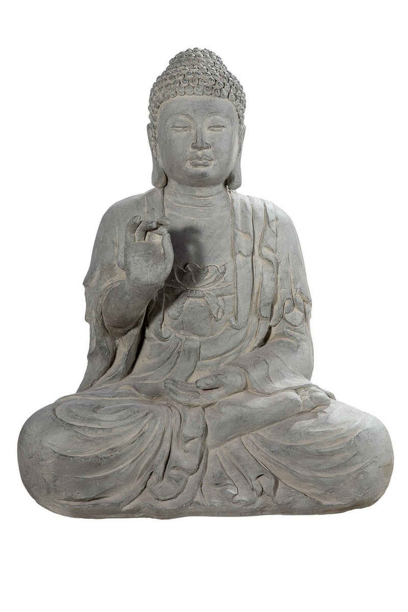 GILDE Dekofigur GILDE Skulptur Buddha Lotus - grau - H. 60,5cm x B. 52cm