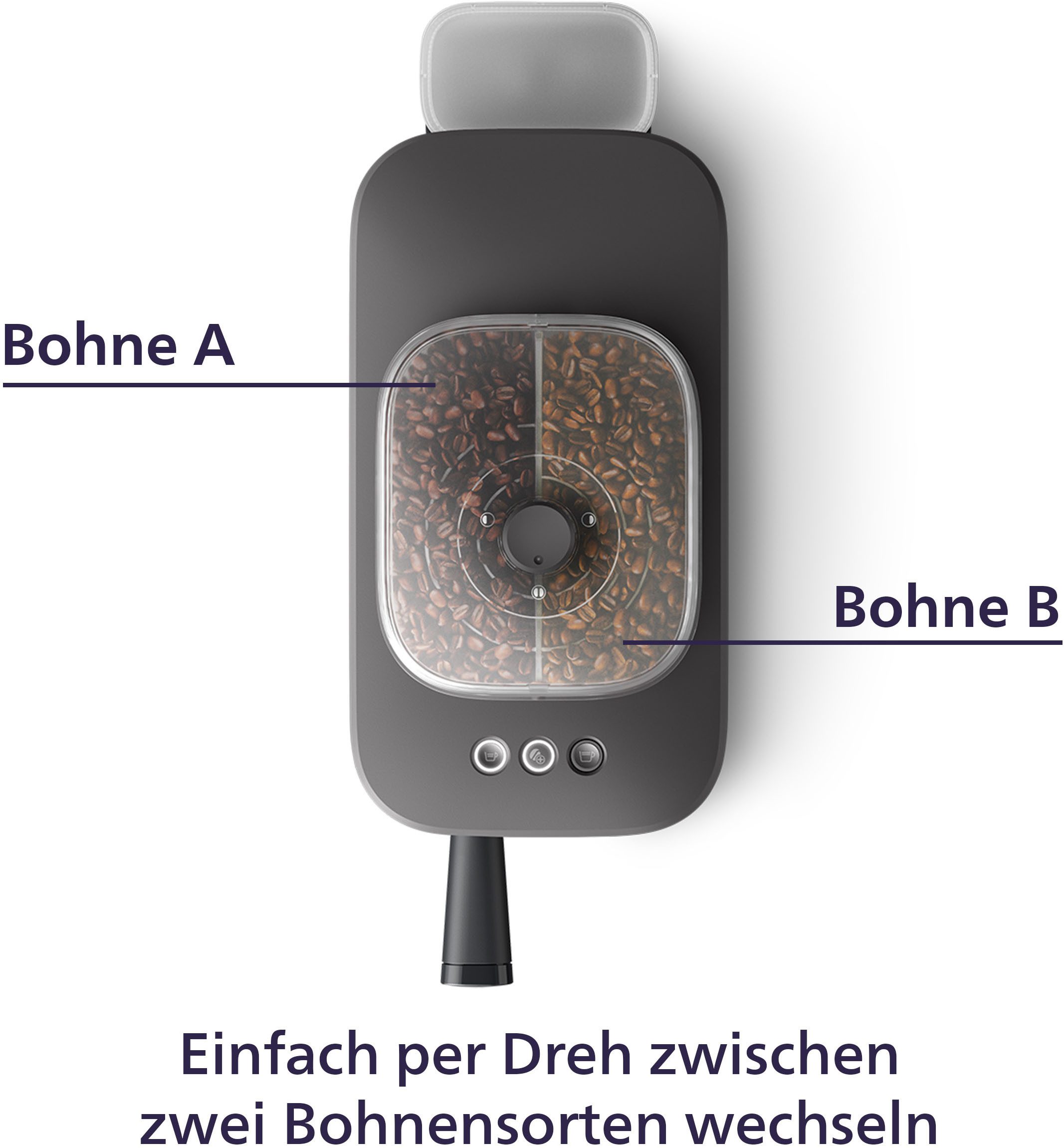 PHILIPS baristina Espressomaschine mit Bean swap BAR320/60 mit Mahlwerk für ganze Bohnen, Doppelter Bohnenbehälter, 16 bar Pumpendruck, Schwarzgrau