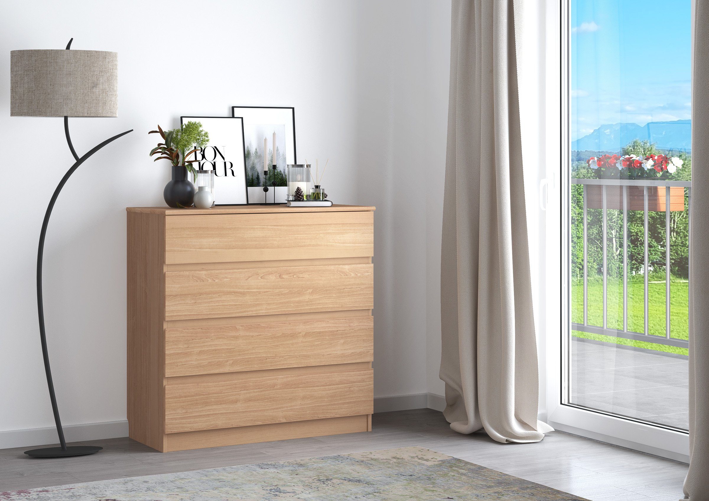 ERST-HOLZ Sideboard Kommode Echtholz Buche Sideboard 4 Schubladen 90 x 90 x günstig online kaufen