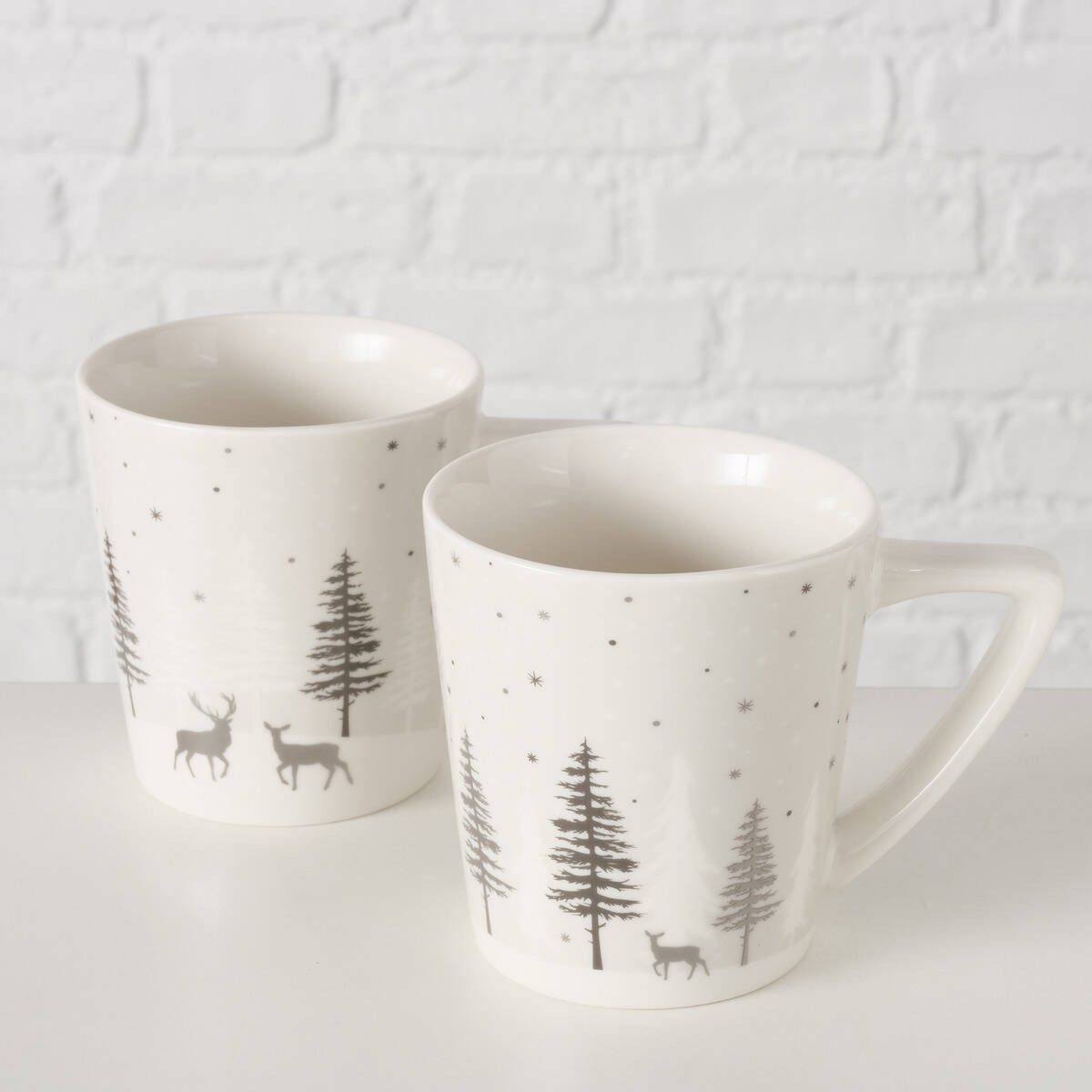 BOLTZE GRUPPE GmbH Becher Becher VANCOUVER mit winterlichem Muster, 300 ml, Keramik, mit winterlichem Muster