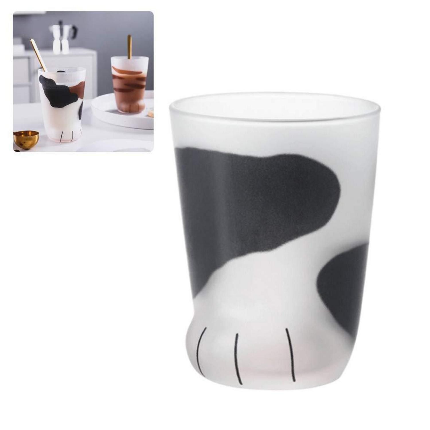 LuxusKollektion Tasse Katzenpfoten Glas Cup Kaffeetasse Frost, Glas