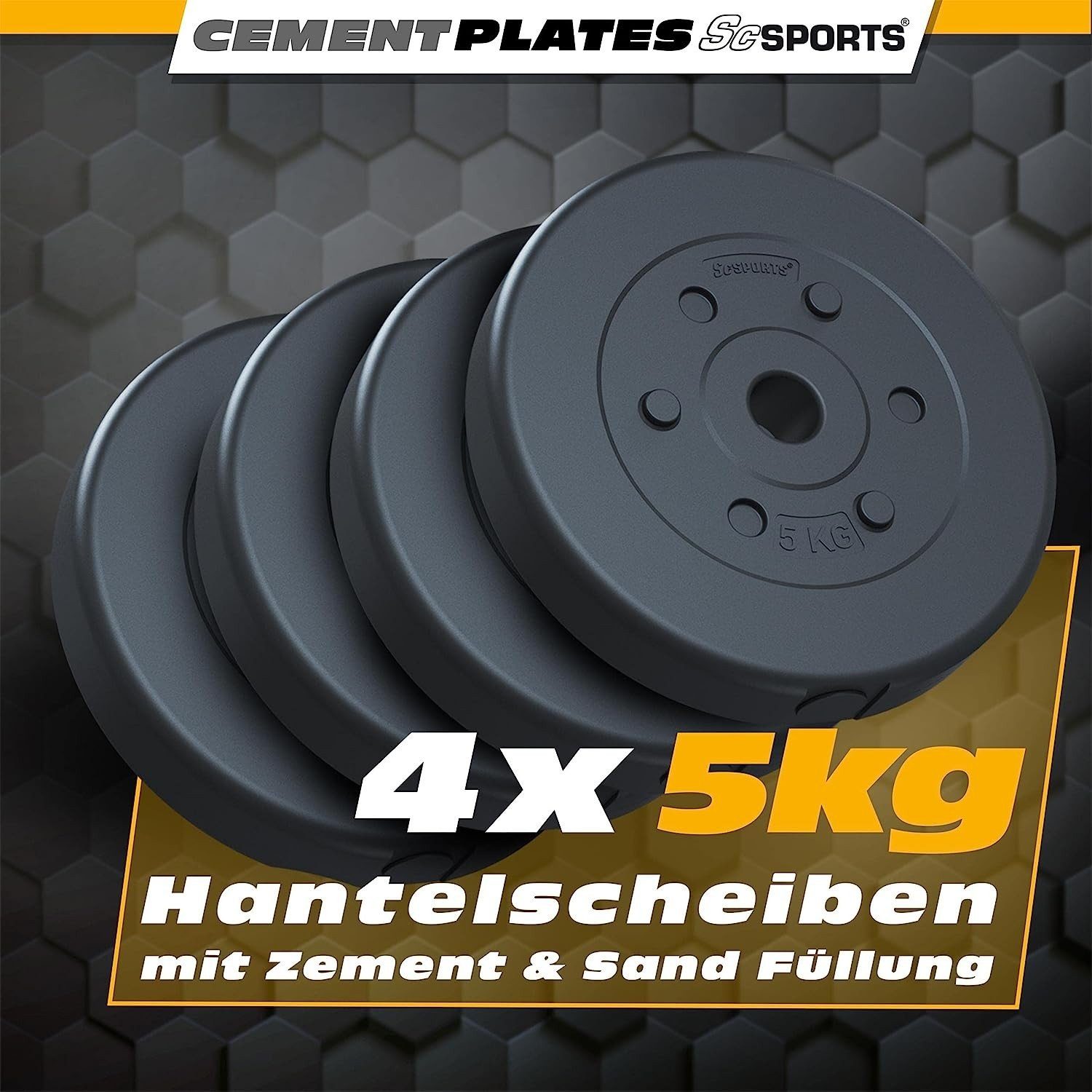 ScSPORTS® Hantelscheiben Set Kunststoff 30mm (10002978-tlg) Gewichtsscheiben 20 Gewichte, kg Ø