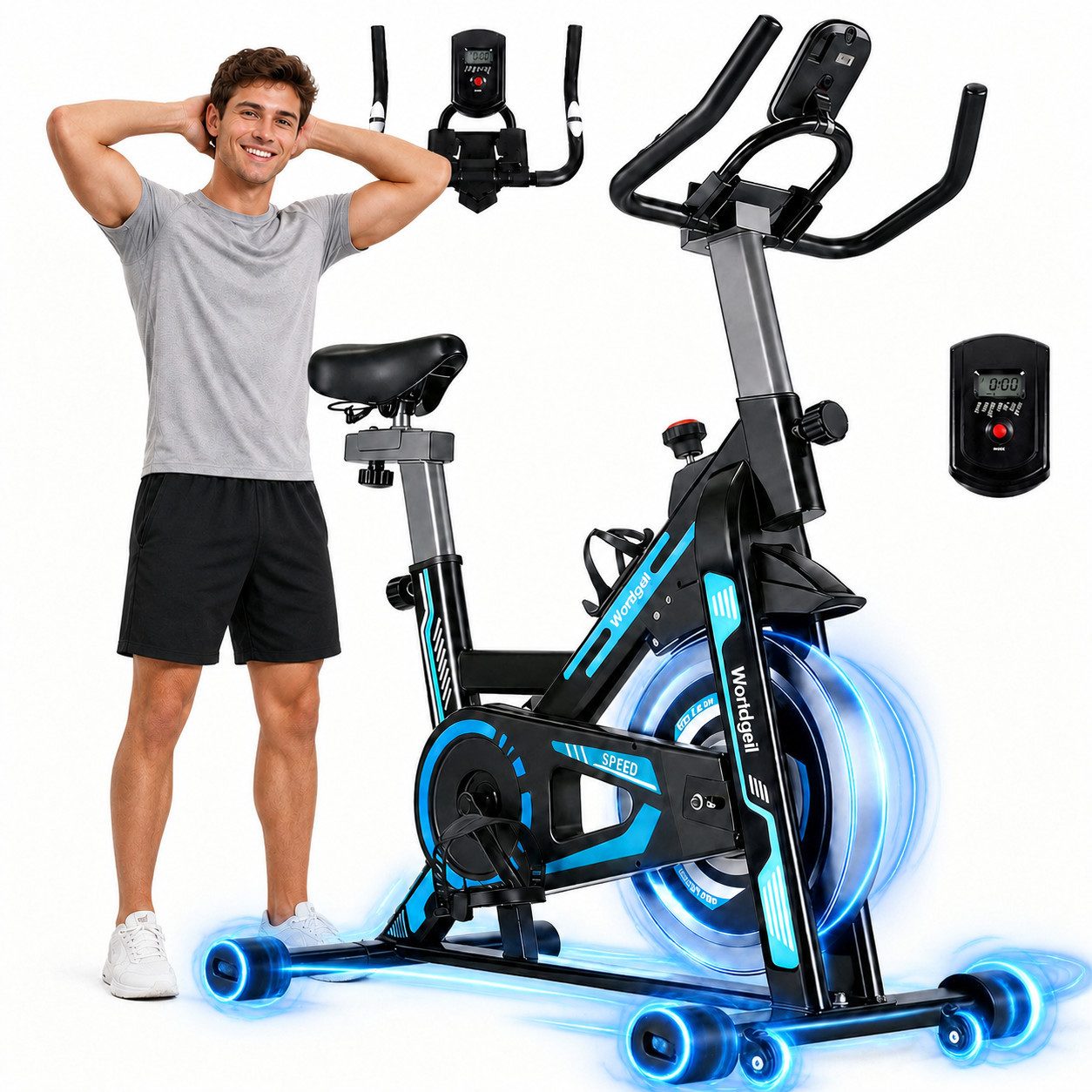 Nettlife Heimtrainer Fahrrad 150kg Magnetbremse leiser Lauf LCD-Display Widerstand, Tablet-Halterung und verstellbarem Sitz für das …