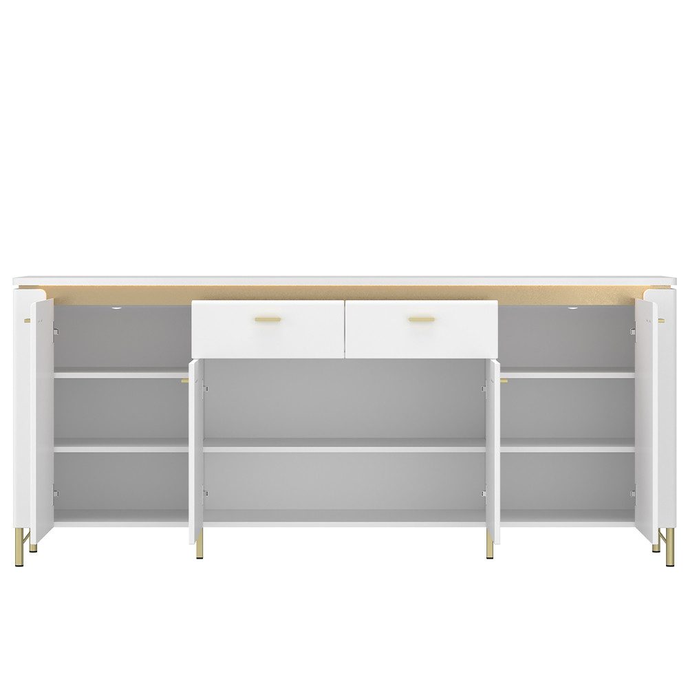 Lomadox Sideboard LUKA-129, weiß mit goldfarbenen Akzenten, 2 Schubladen, B günstig online kaufen