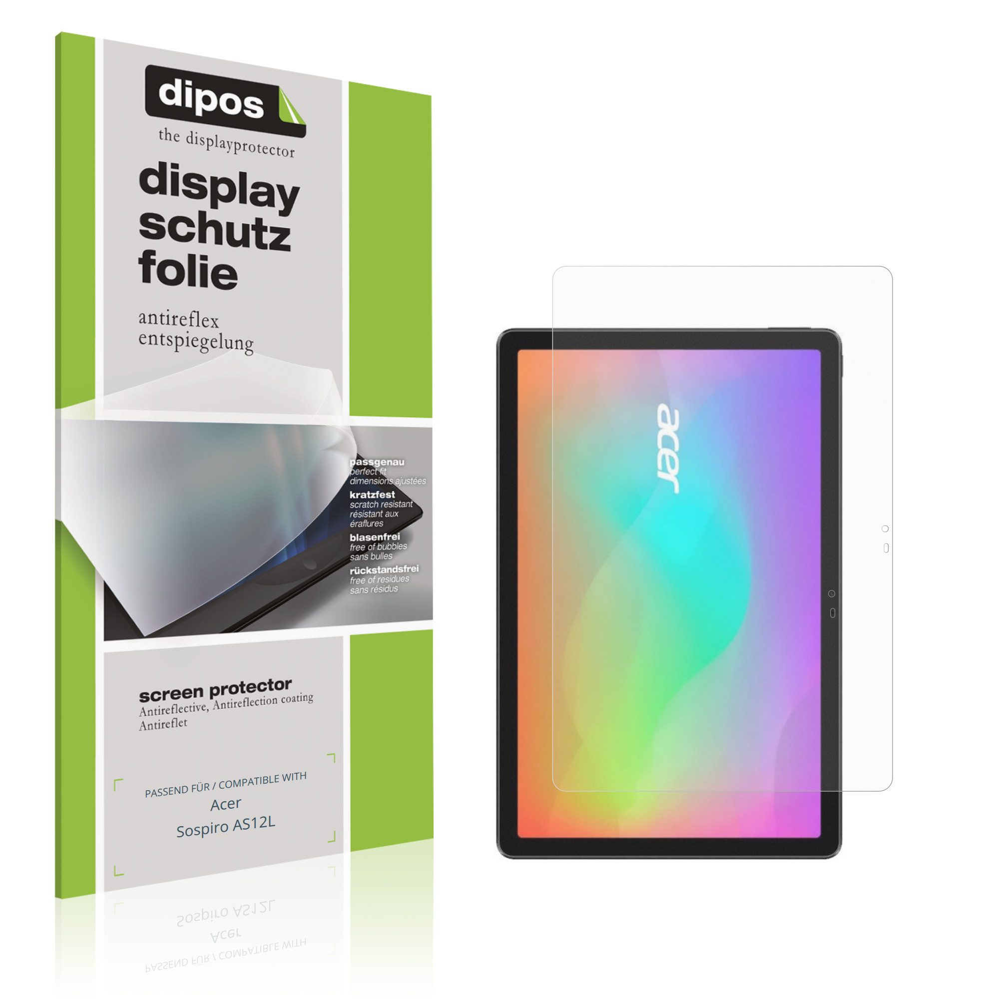 dipos Displayschutzfolie Schutzfolie für Acer Sospiro AS12L, 2 Stück, Displayschutz Schutz Folie Made in Germany