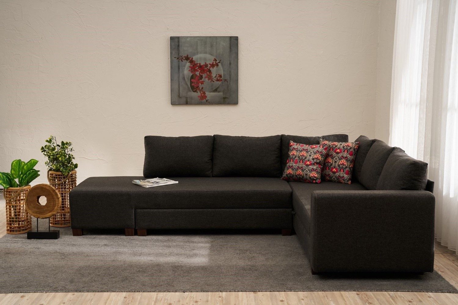 Myhomelando Ecksofa Aly 280 x 210 cm - mit Schlaffunktion & Bettkasten, Eckcouch mit Schlaffunktion und Bettkasten, Liegefläche 150x190 cm