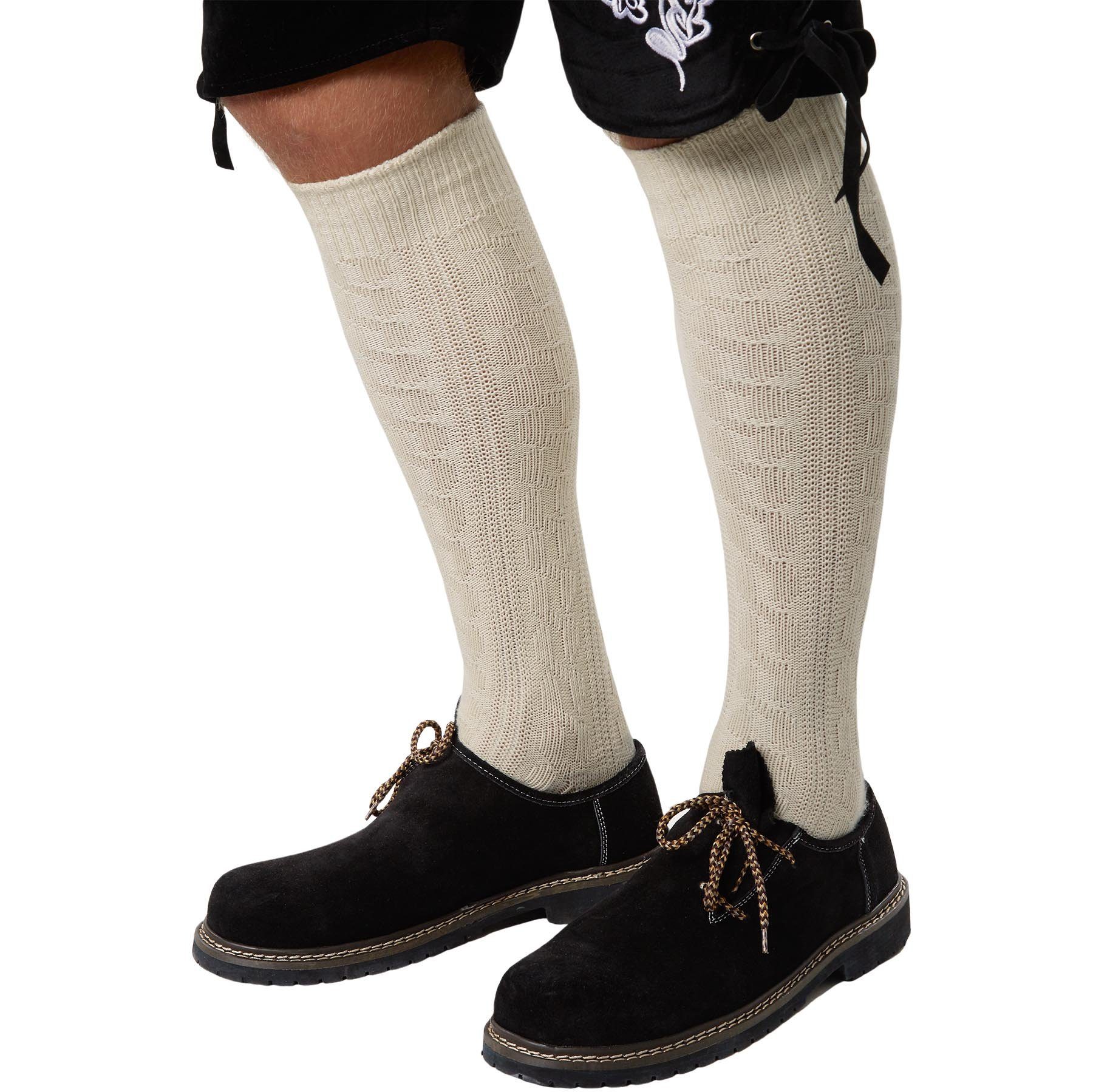 dressforfun Trachtensocken Lange, einfarbige Oktoberfeststrümpfe mit klassischem Strickmuster (Bayerische Strümpfe, in weiß) Leichtes Tragegefühl, glatte Ferse/ – Bild 5 von 5