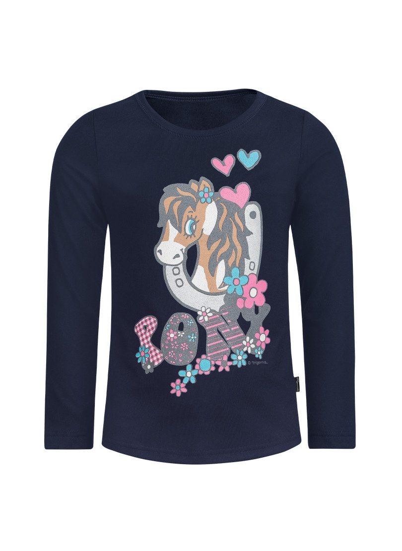 Trigema Longsleeve TRIGEMA Langarmshirt mit süßem Pony-Print (1-tlg)