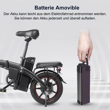 ombar E-Bike Herren Damen Elektrofahrrad,14 Zoll E-Bike Klappbar 48V 7.5Ah, 25Km/h, (1 tlg)