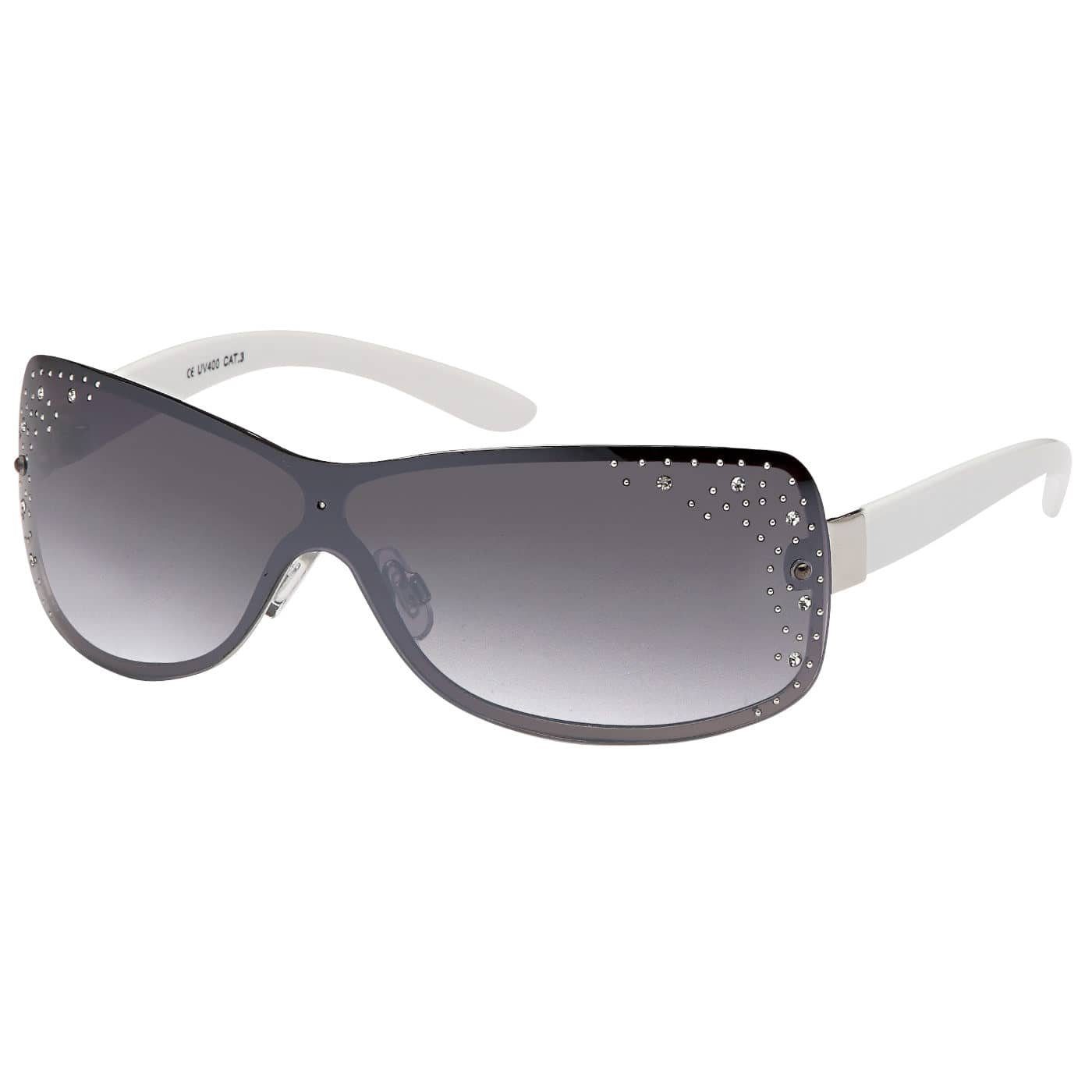 BEZLIT Eyewear Monoscheibensonnenbrille Damen Sonnen Brille Retro (1-St) Weiß mit Strass