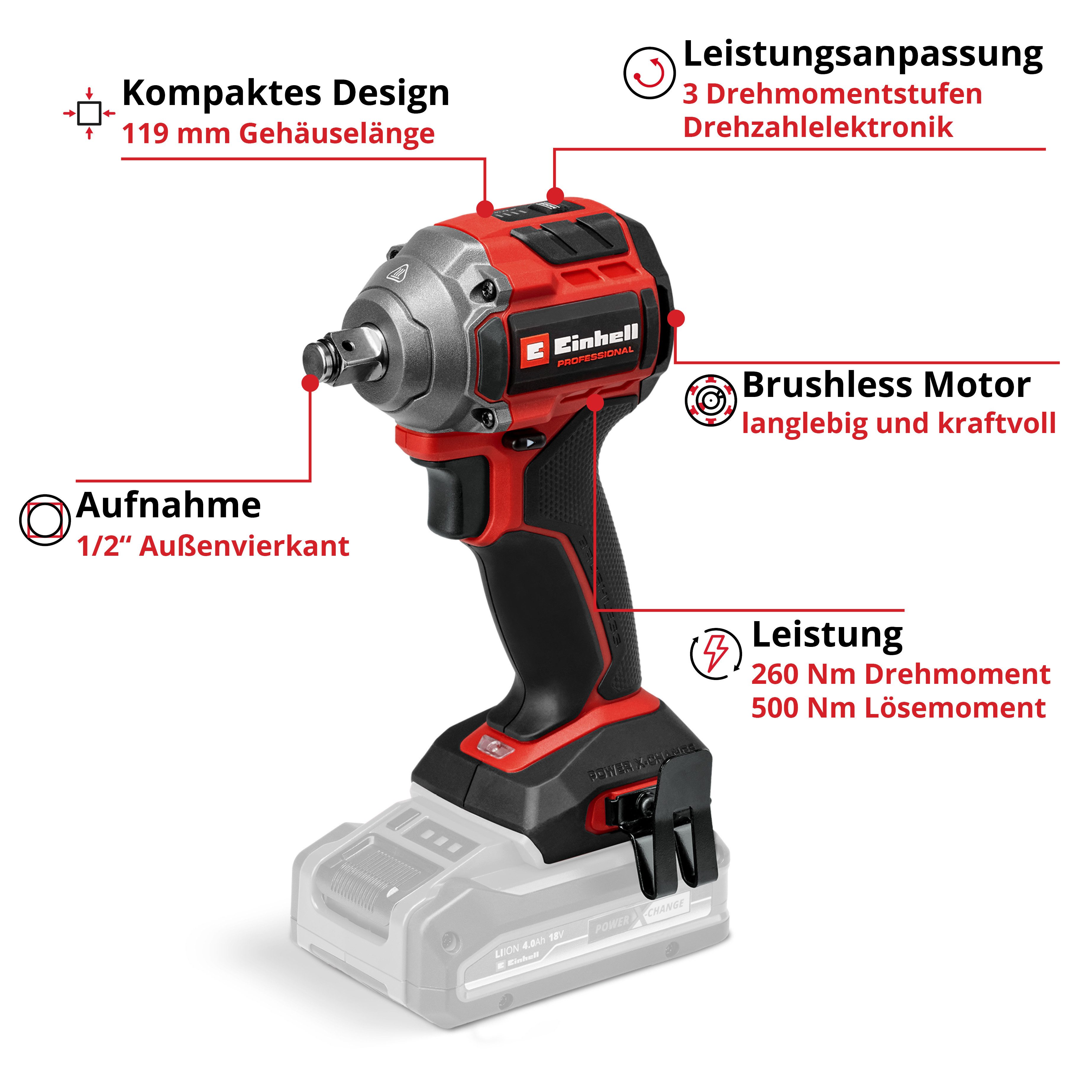 Einhell Akku-Schlagschrauber TP-CW 18/260-C Li BL günstig online kaufen