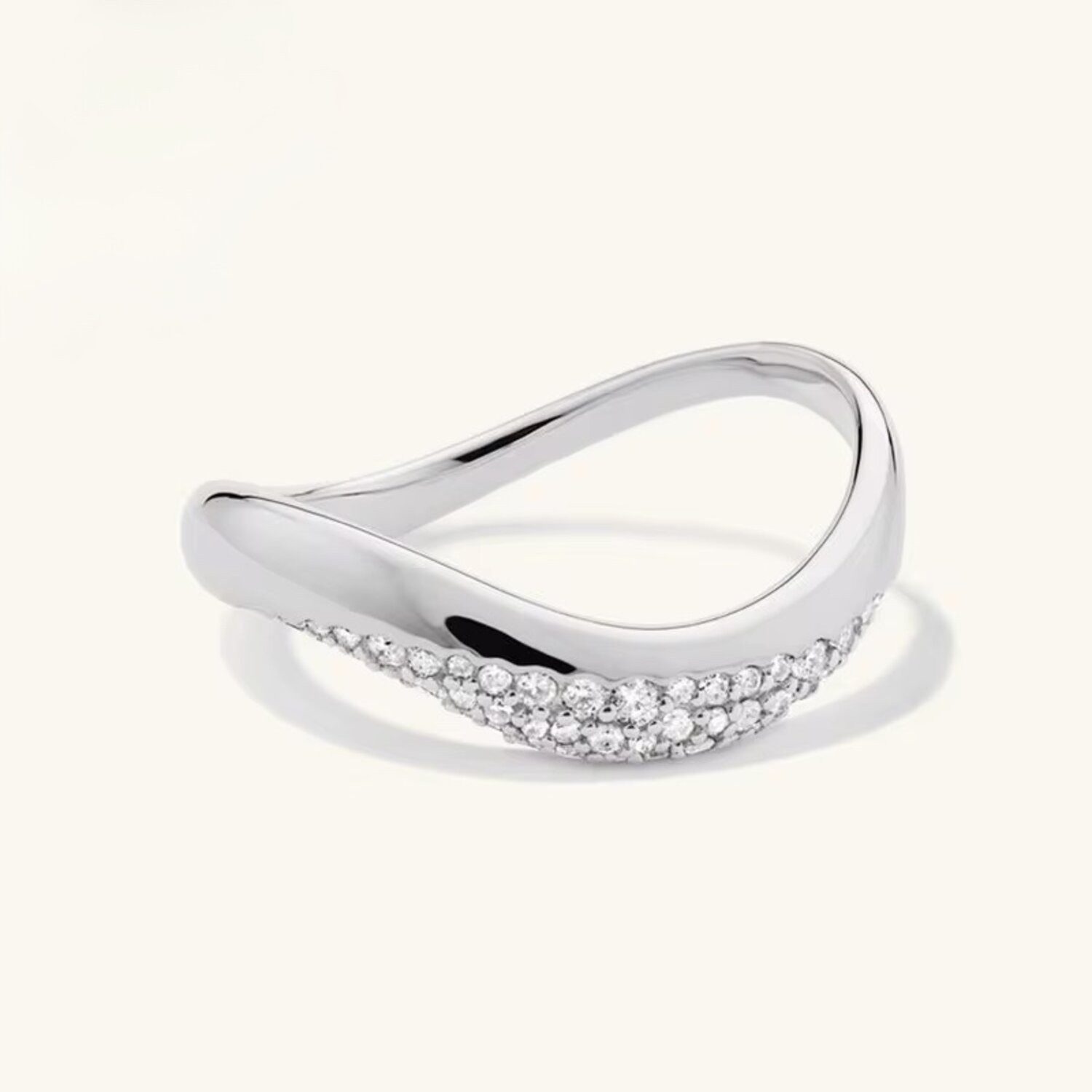 Silberring Exquisiter Damen Ring 925 Sterling Silber 18K Gold Wellendesign