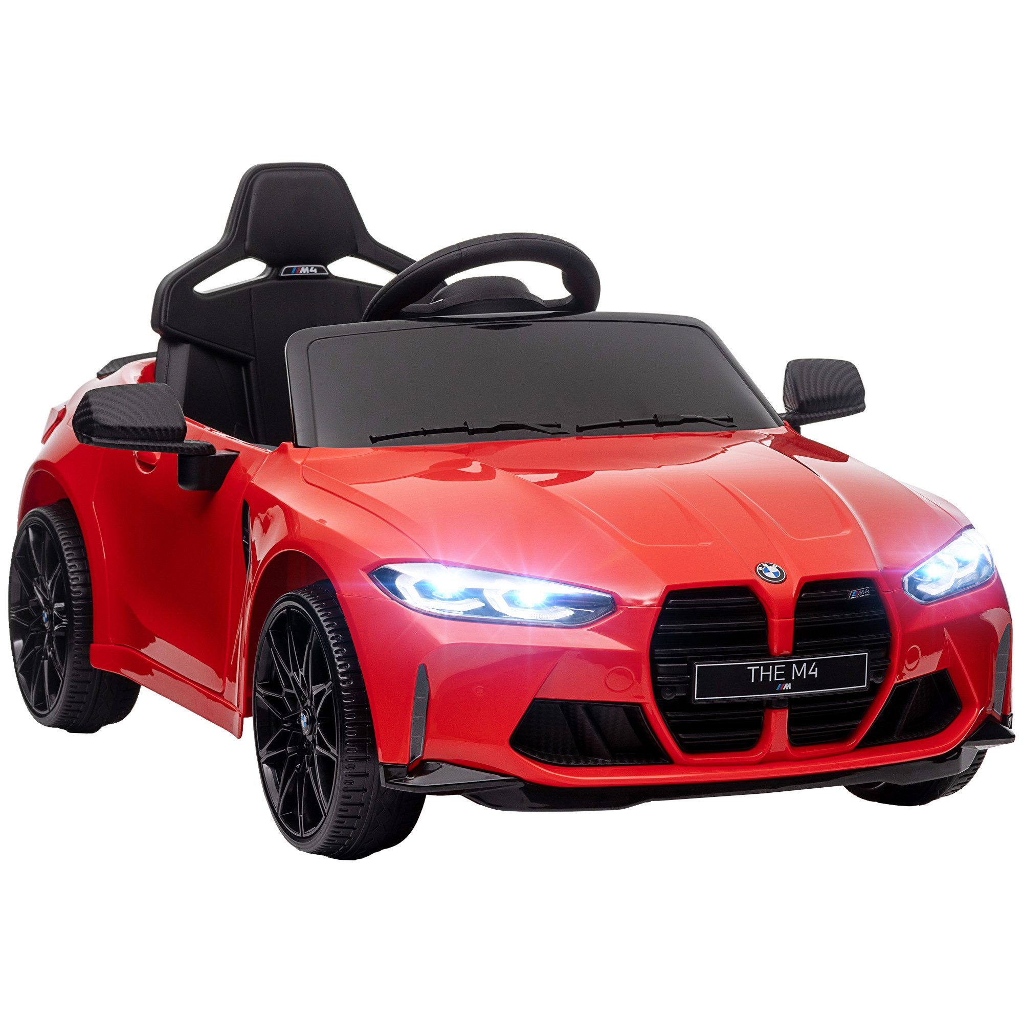 AIYAPLAY Elektro-Kinderauto 12V Kinderauto mit 2,4G-Fernbedienung, MP3, USB, LED-Lichte, Hupe, Belastbarkeit 30 kg, (1-tlg), für Kinder 3-5 Jahre, Rot