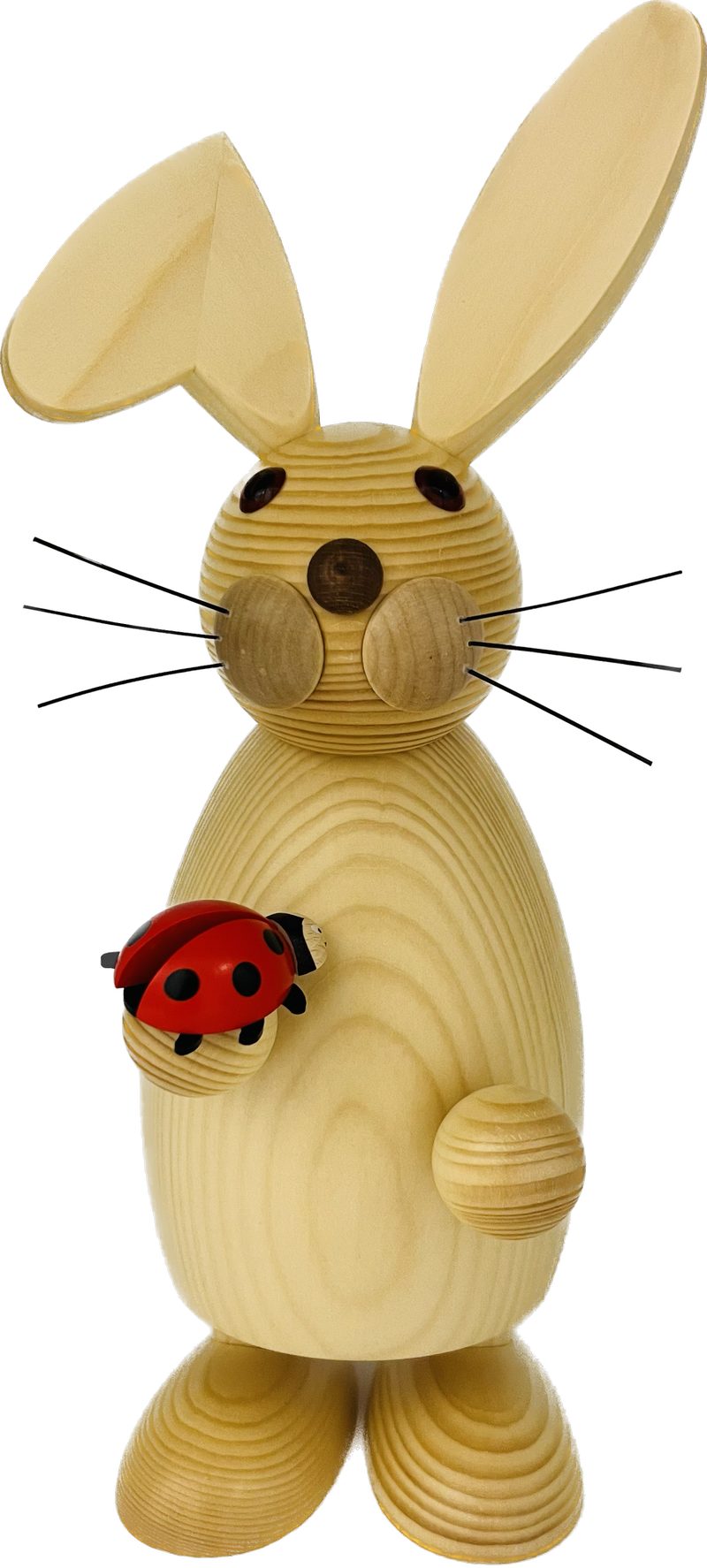 Richard Glaesser Osterhase natur mit Käfer (32 cm), Hase aus Holz, Handwerkskunst aus dem Erzgebirge