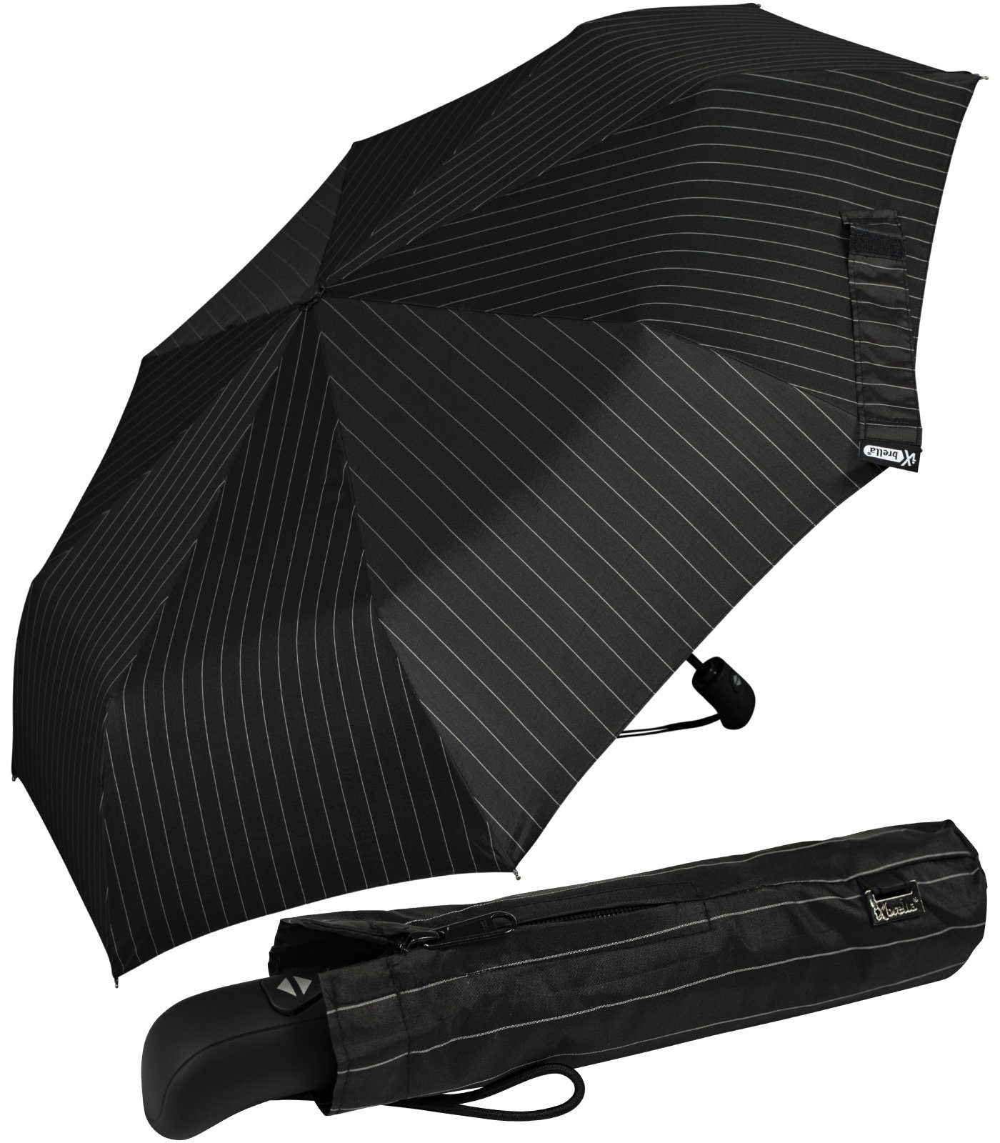 iX-brella Taschenregenschirm First Class Design - mit Auf-Zu-Automatik, mit Nadelstreifen oder klassischem Karo-Muster