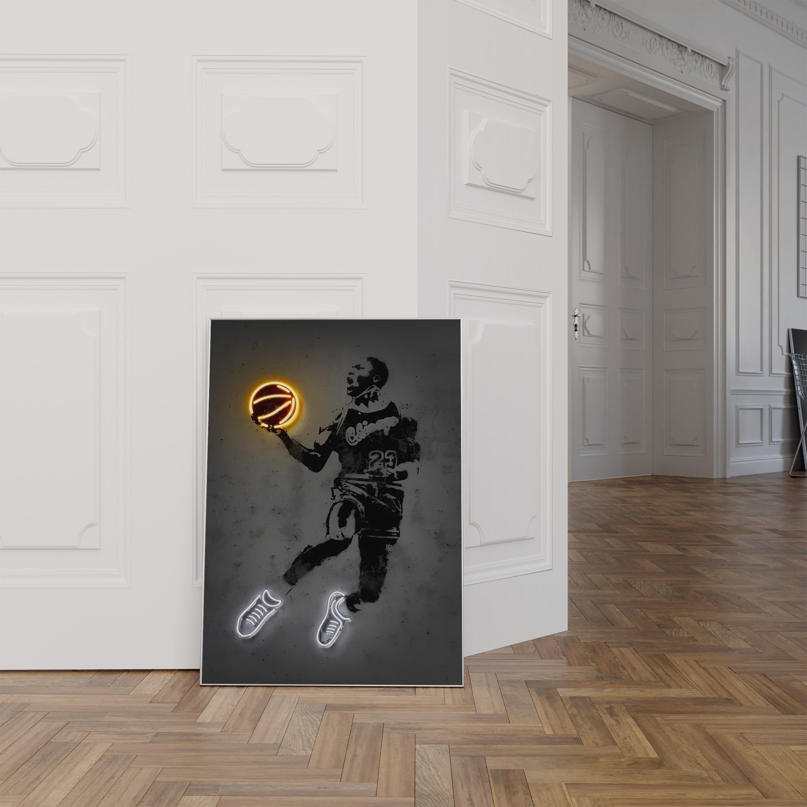 · Neon Effekt Größen Poster Basketball Poster Poster JUSTGOODMOOD · ohne ® Rahmen, in verschiedenen Premium Verfügbar