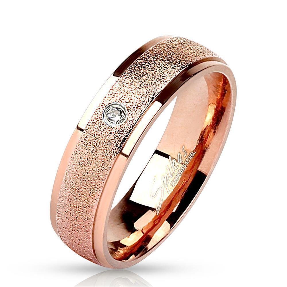 BUNGSA Fingerring 64 (20.4) Rosegold Ring Stein Zirkonia Kristall schmal Edelstahl (Ring, 1-tlg), Frauen Mädchen