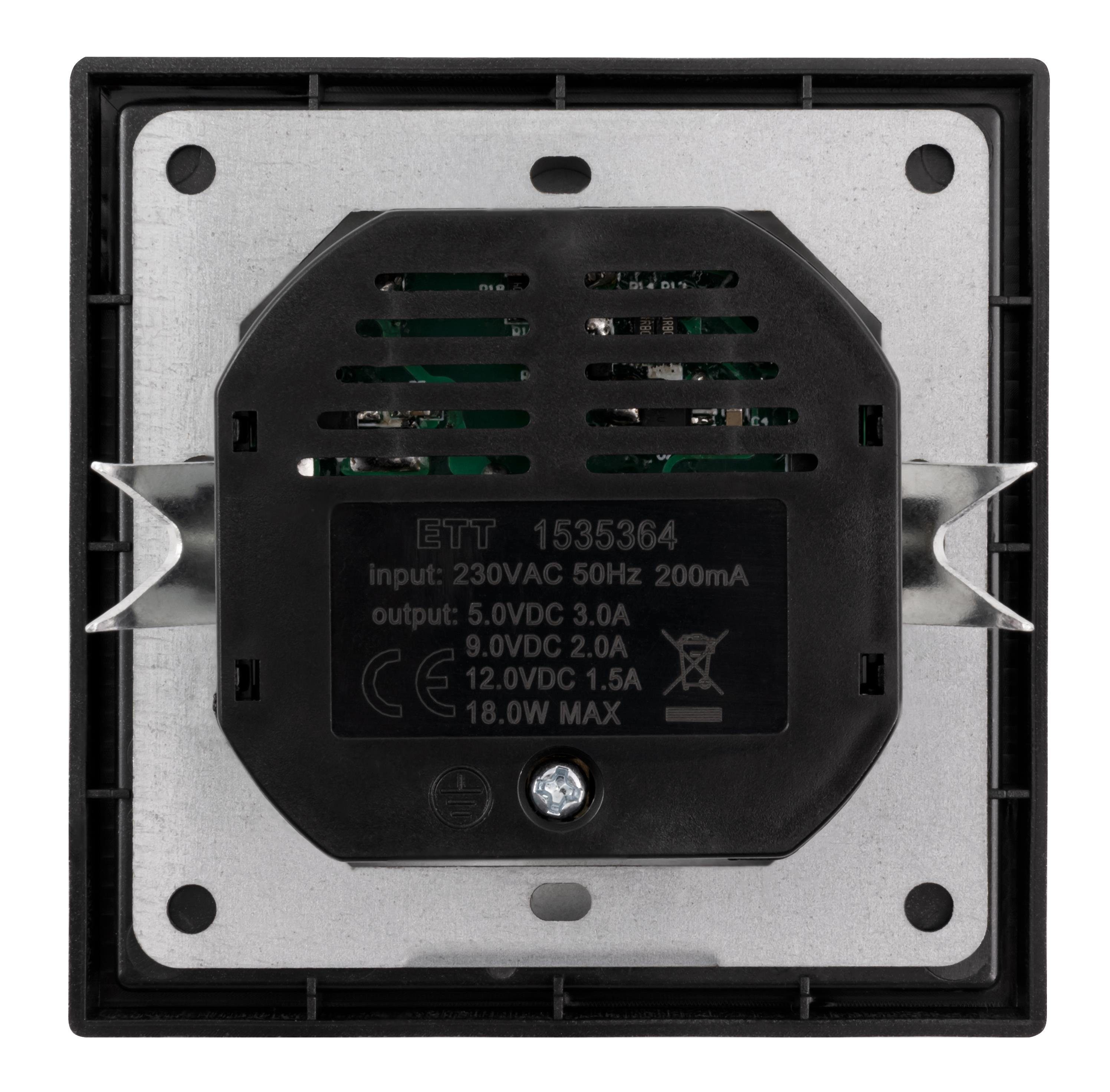 McPower Steckdose Schutzkontakt-Steckdose McPower Shallow 1x USB-C - 18W Quickcharge -