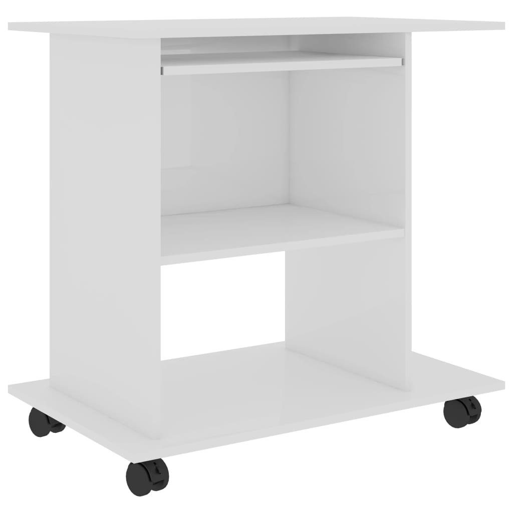 vidaXL Schreibtisch Schreibtisch Hochglanz-Weiß Hochglanz-Weiß Hochglanz-Weiß 80x50x75 | Holzwerkstoff cm