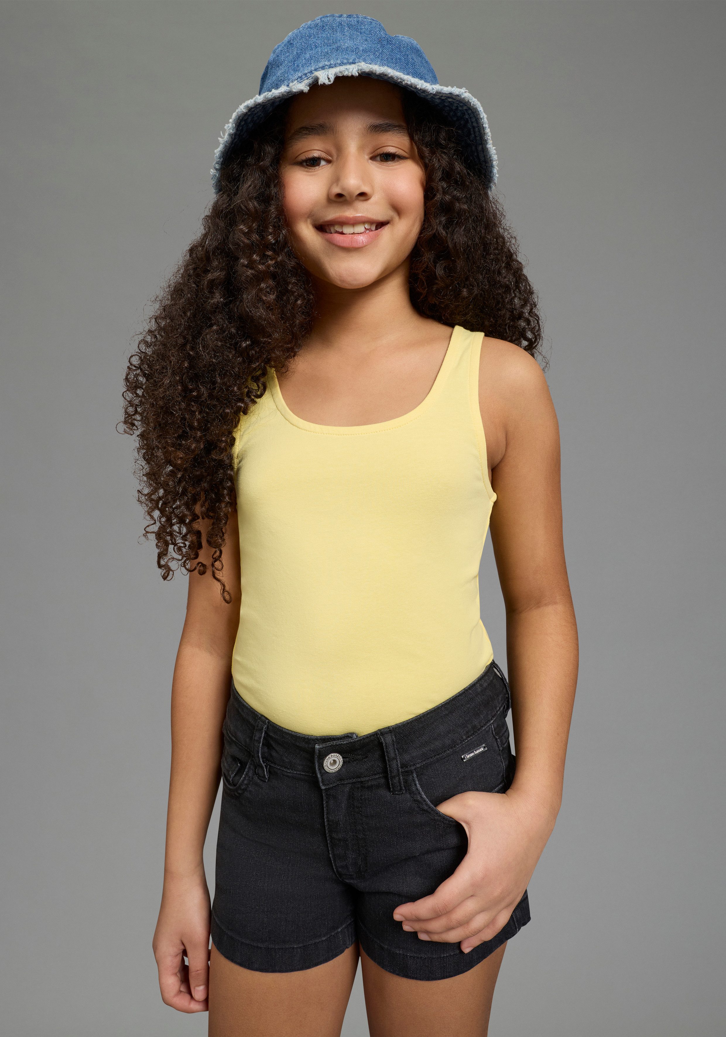 Bruno Banani T-Shirt 2er Pack Tank Tops, modische Basics für Mädchen (Packung, 2-tlg., 2) ohne Ärmel, Basic Passform, unifarben, aus Baumwolle und Elasthan