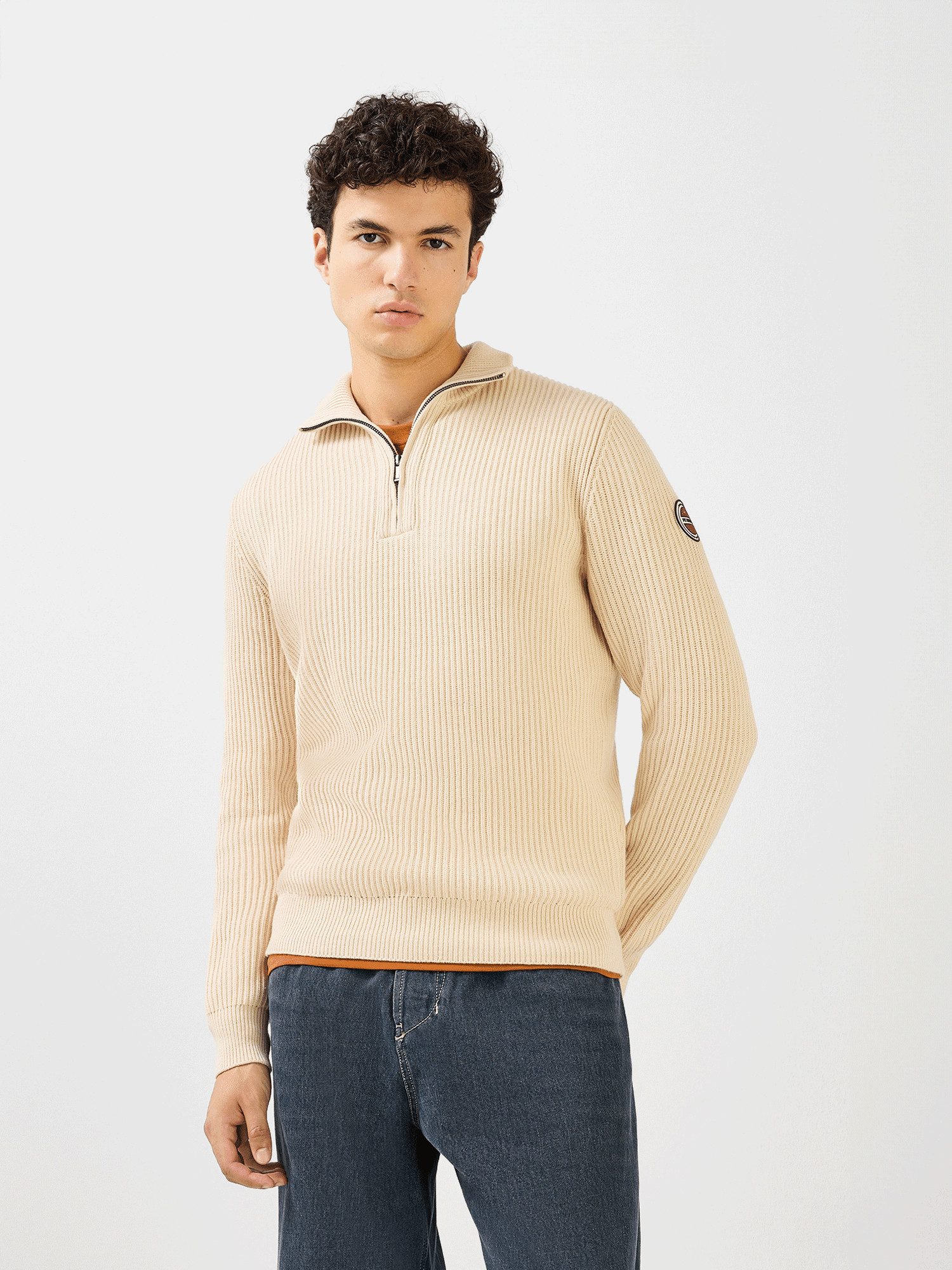 FC Bayern München Strickpullover FC Bayern München, Strick Half-Zip Heimat, Herren, Off white