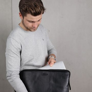 FEYNSINN Tablettasche »JASPAR«, Laptop-Hülle 17 Zoll echt Leder Unisex, Aktentasche schwarz