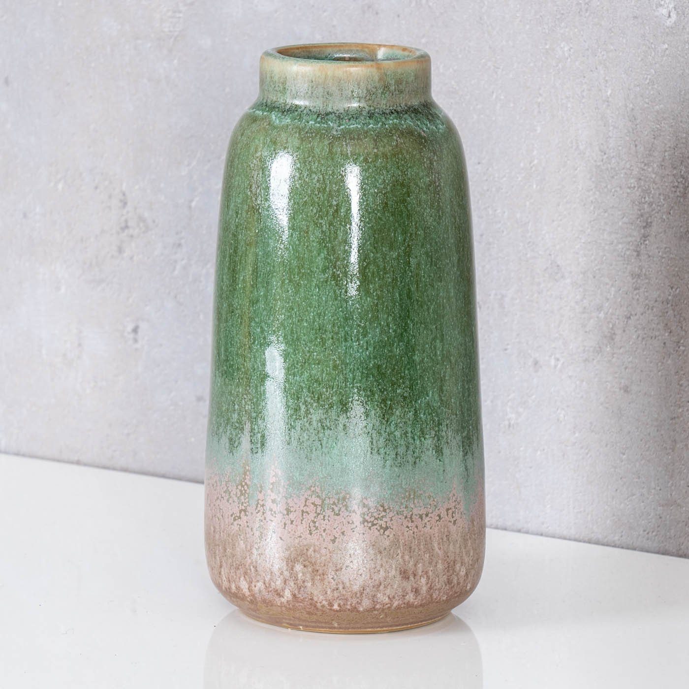 Levandeo® Dekovase, Blumenvase H17cm Vase Porzellan Grün Taupe Tischdeko Dekovase Deko