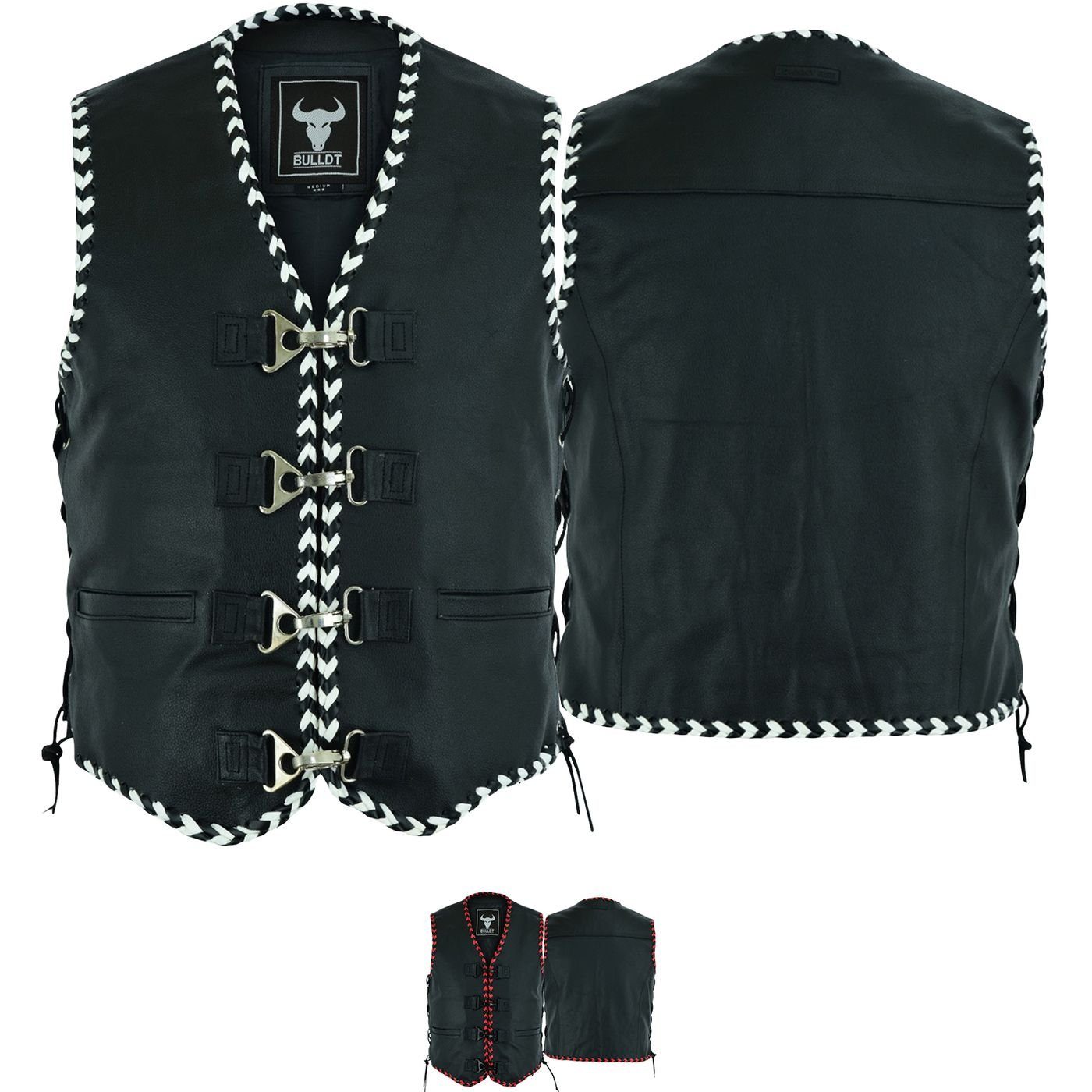 BULLDT Motorradweste BLD699 Leder Motorrad Kutte Karabiner Lederweste Biker günstig online kaufen