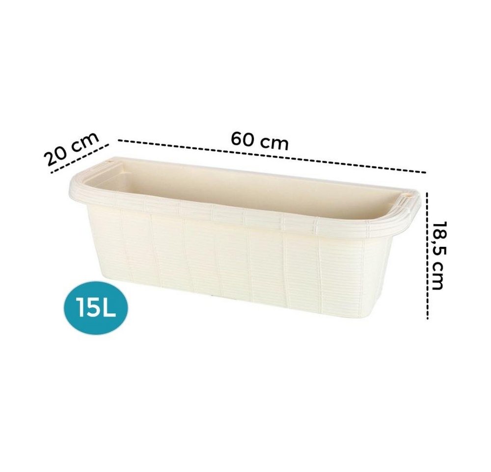 Thumbnail - GarPet Balkonkasten Geländerkasten Rattan Geflecht Optik Balkon Geländer Blumen Kasten