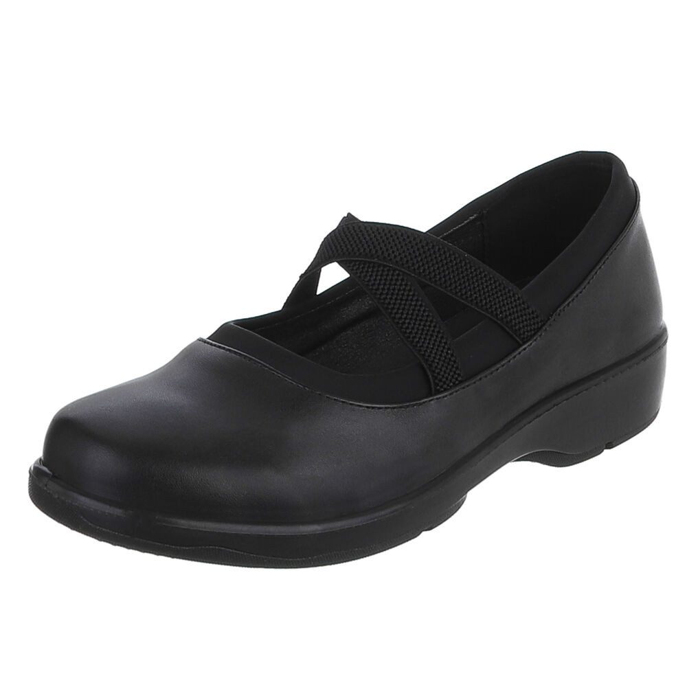 Ital-Design Damen Komfort-Halbschuh mit Riemen, Schlupfdesign Pumps (91783520) Blockabsatz Klassische Ballerinas in Schwarz
