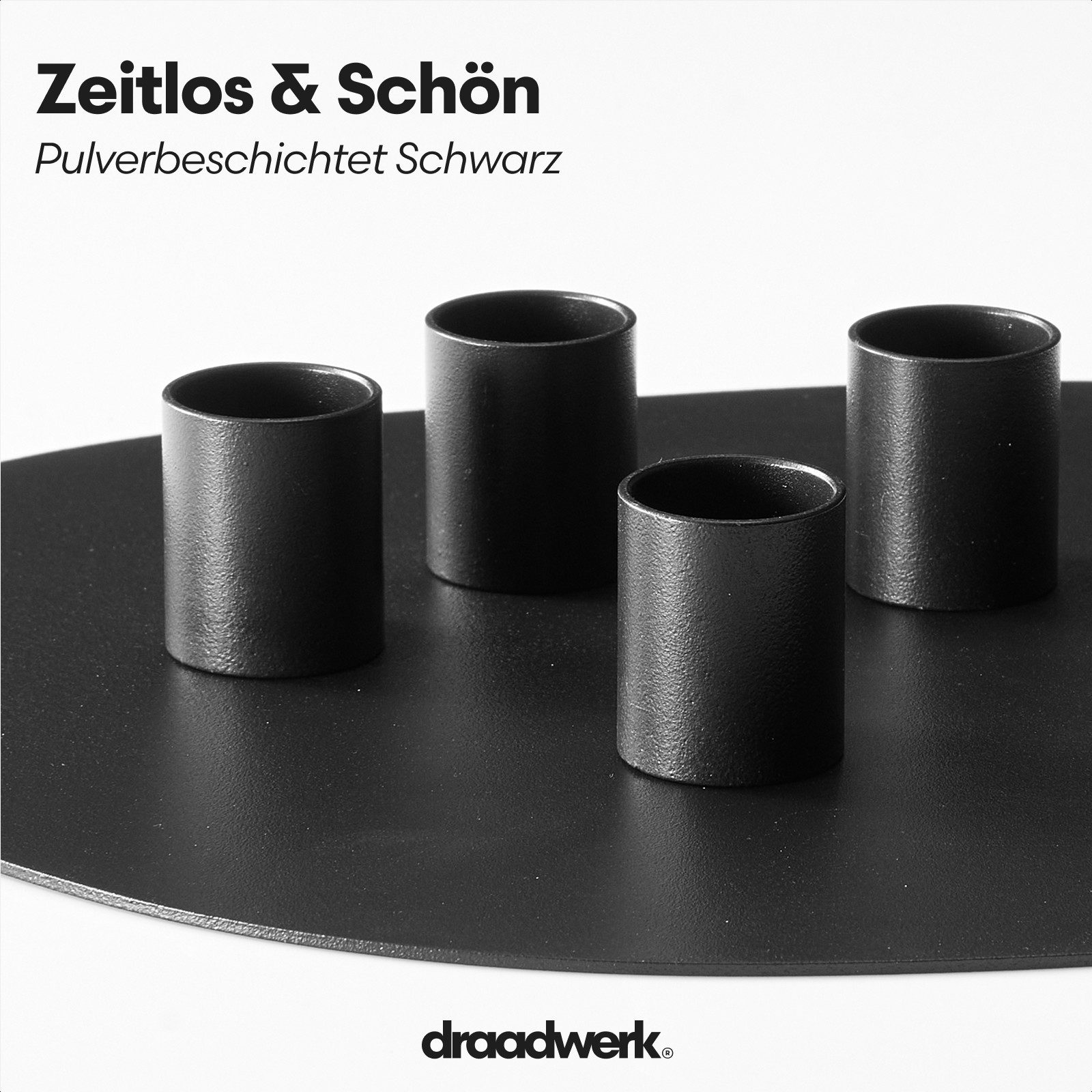 draadwerk® Kerzenhalter Dekotablett Stabkerzen 4 Stück
